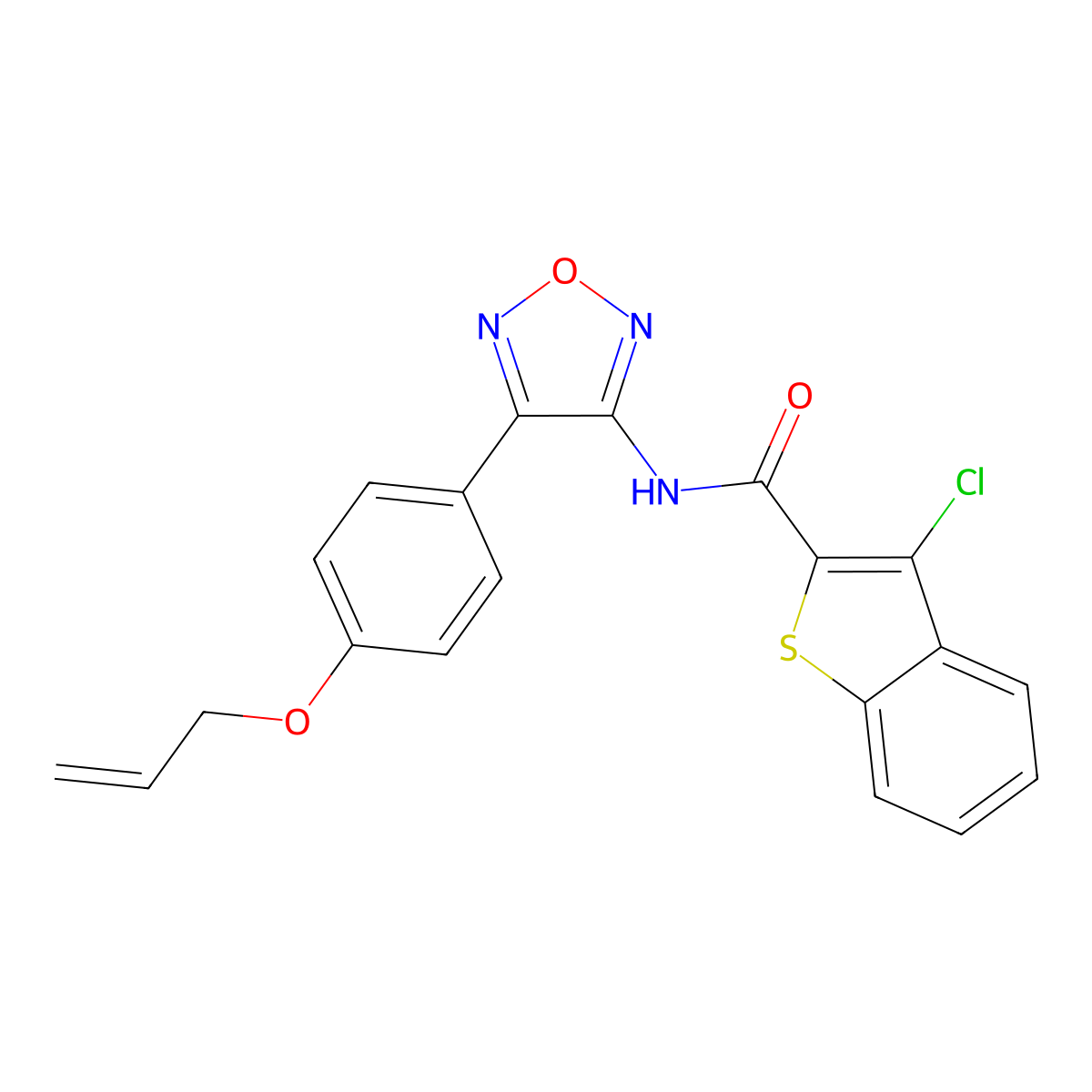 3-chloro-N-{4-[4-(prop-2-en-1-yloxy)phenyl]-1,2,5-oxadiazol-3-yl}-1-benzothiophene-2-carboxamide molecular structure, CAS 1010882-58-2