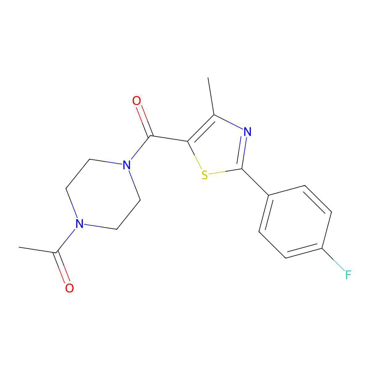 1-(4-{[2-(4-Fluorophenyl)-4-methyl-1,3-thiazol-5-yl]carbonyl}piperazin-1-yl)ethanone molecular structure, CAS 1010882-62-8