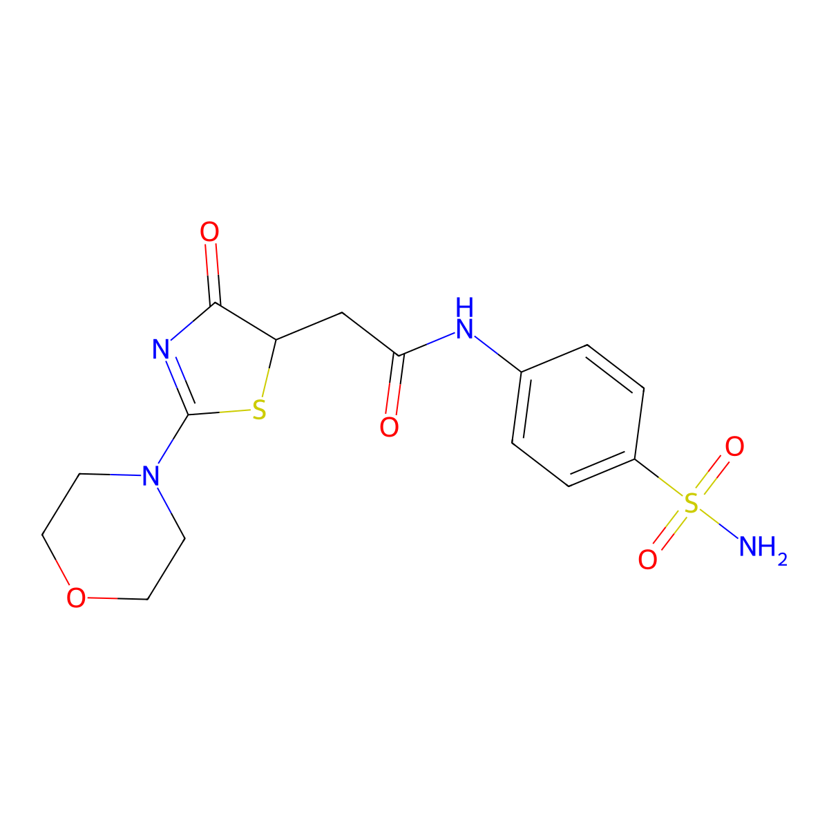 2-(2-morpholino-4-oxo-4,5-dihydrothiazol-5-yl)-N-(4-sulfamoylphenyl)acetamide molecular structure, CAS 1010882-66-2