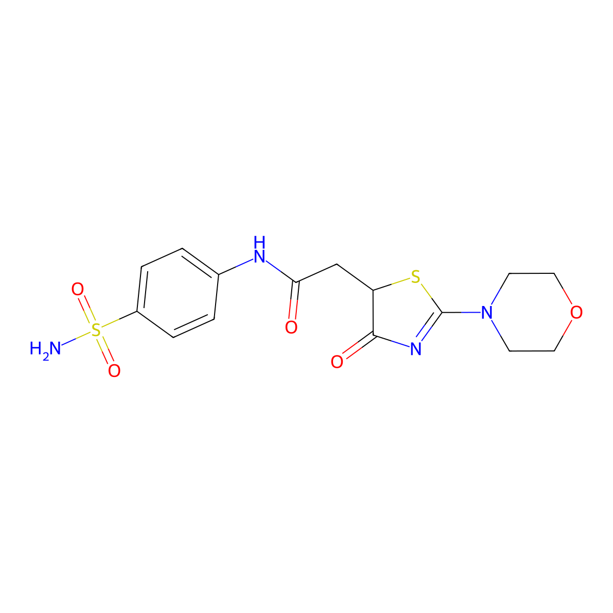 2-(2-morpholino-4-oxo-4,5-dihydrothiazol-5-yl)-N-(4-sulfamoylphenyl)acetamide molecular structure, CAS 1010882-66-2