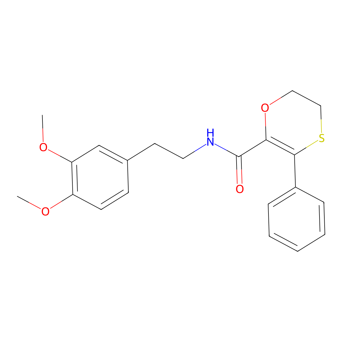 N-[2-(3,4-dimethoxyphenyl)ethyl]-3-phenyl-5,6-dihydro-1,4-oxathiine-2-carboxamide molecular structure, CAS 1010882-67-3