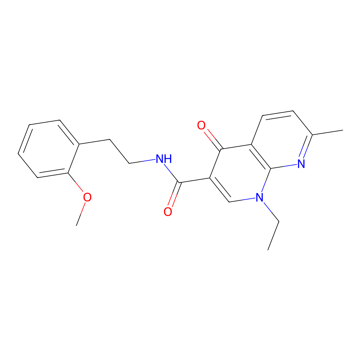 1-ethyl-N~3~-(2-methoxyphenethyl)-7-methyl-4-oxo-1,4-dihydro[1,8]naphthyridine-3-carboxamide molecular structure, CAS 1010882-72-0