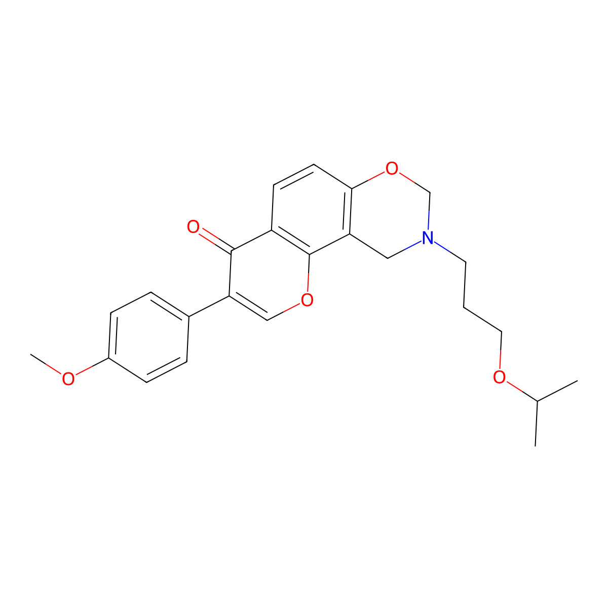 9-(3-isopropoxypropyl)-3-(4-methoxyphenyl)-9,10-dihydrochromeno[8,7-e][1,3]oxazin-4(8H)-one molecular structure, CAS 1010882-87-7