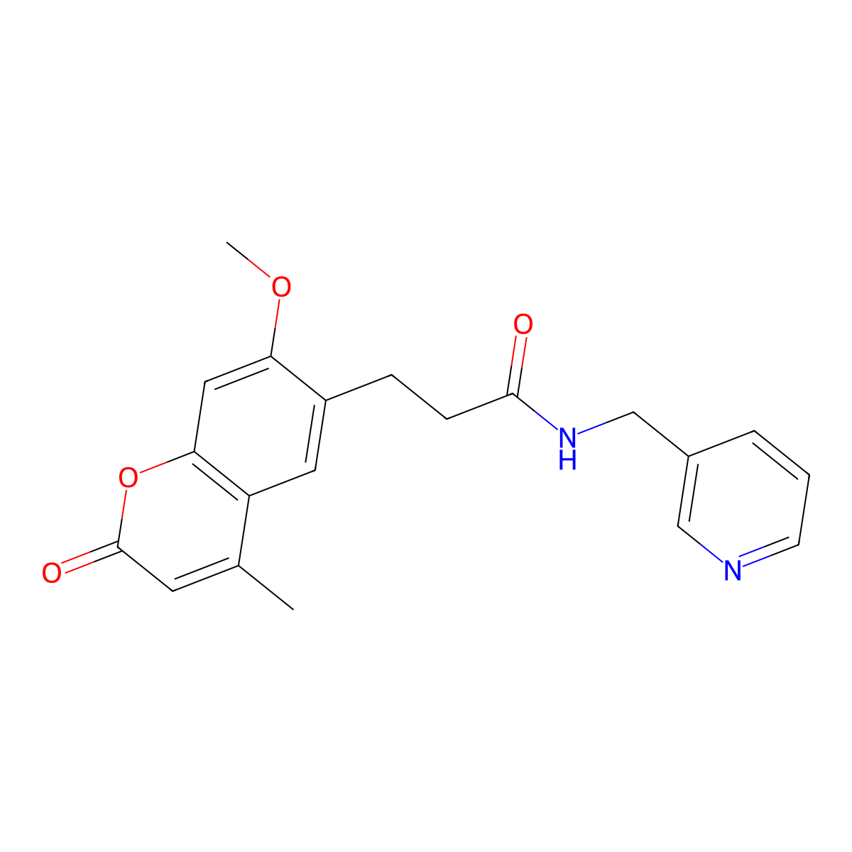 3-(7-methoxy-4-methyl-2-oxo-2H-chromen-6-yl)-N-(pyridin-3-ylmethyl)propanamide molecular structure, CAS 1010882-88-8