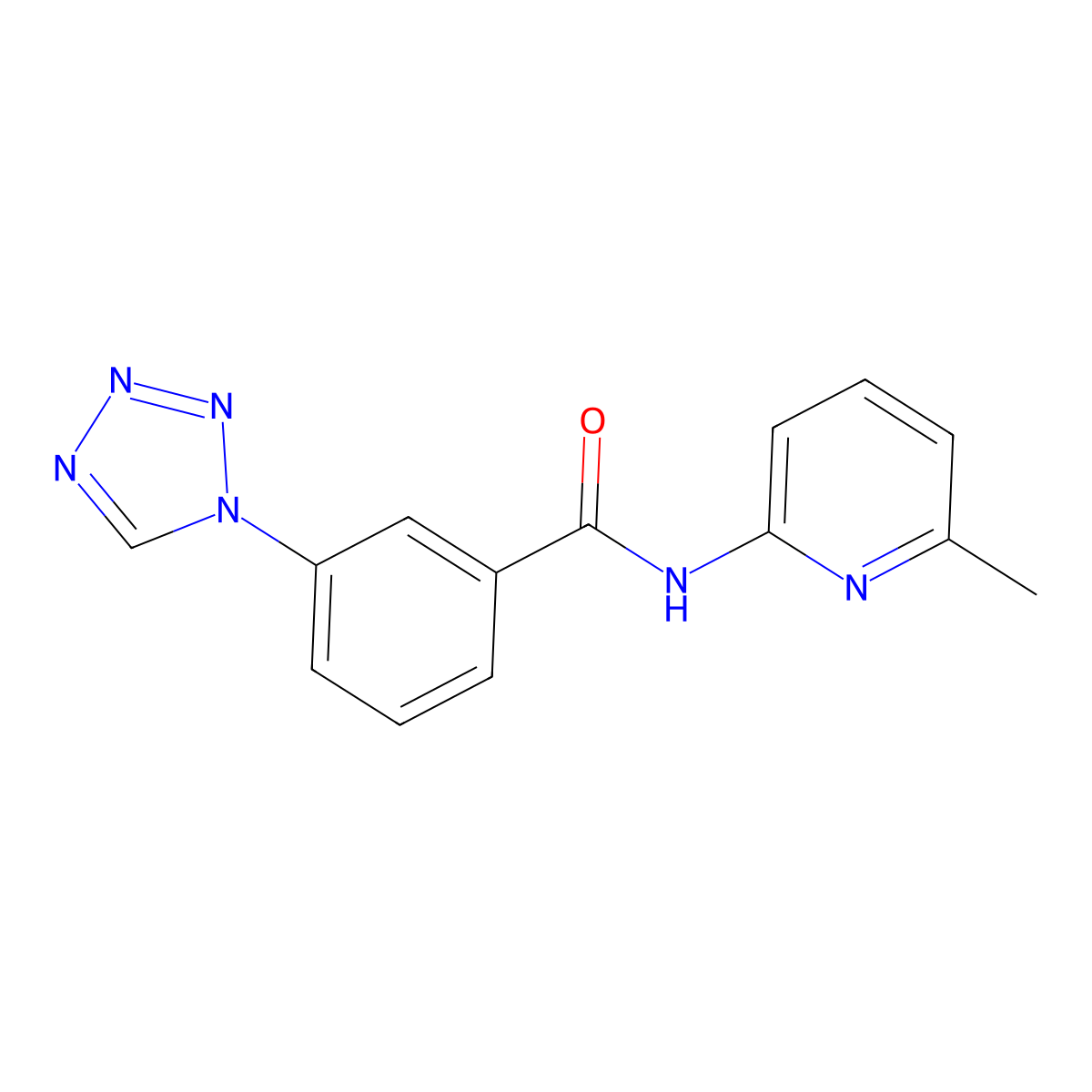 N-(6-methylpyridin-2-yl)-3-(1H-tetrazol-1-yl)benzamide molecular structure, CAS 1010883-09-6