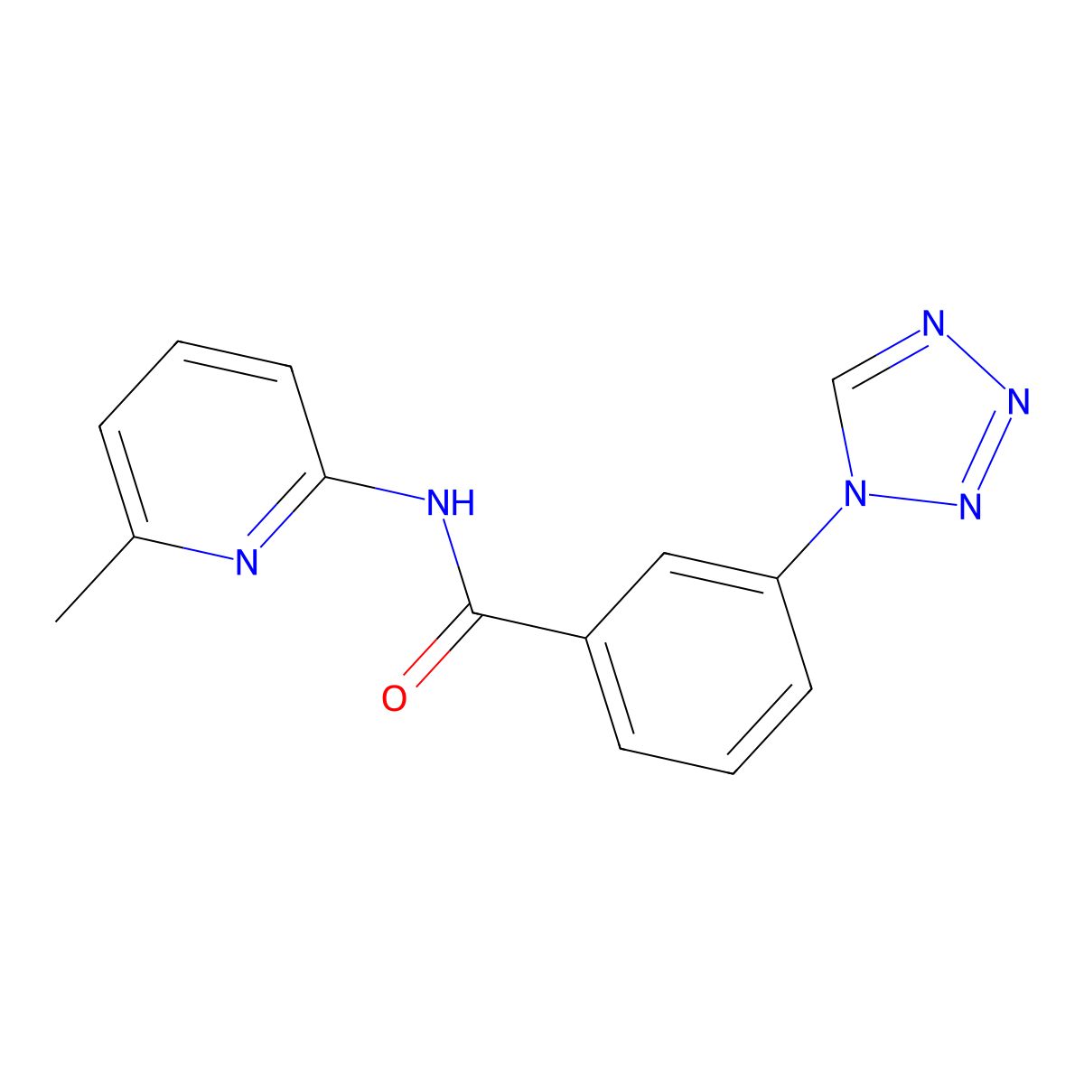 N-(6-methylpyridin-2-yl)-3-(1H-tetrazol-1-yl)benzamide molecular structure, CAS 1010883-09-6