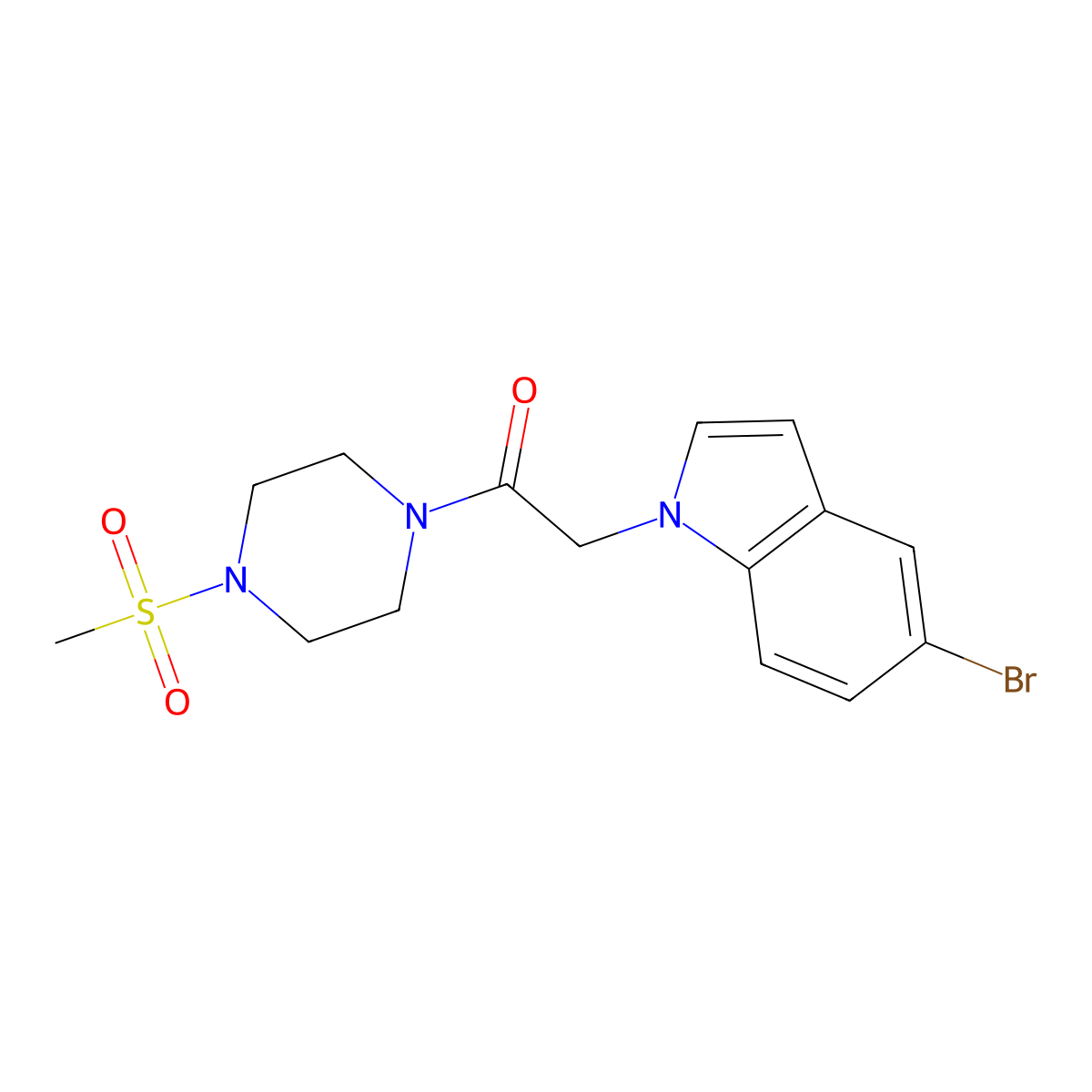2-(5-bromo-1H-indol-1-yl)-1-[4-(methylsulfonyl)piperazin-1-yl]ethanone molecular structure, CAS 1010883-24-5