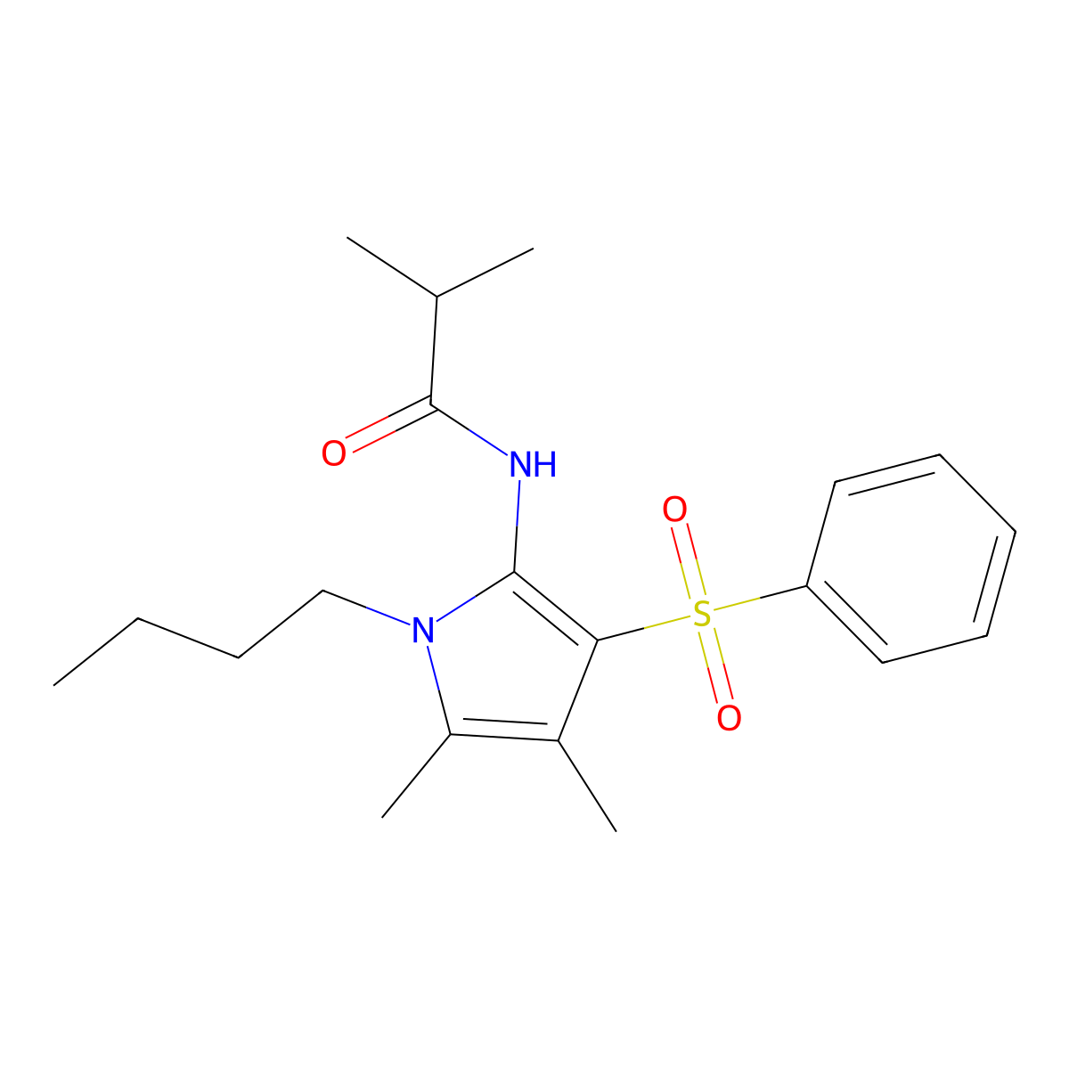 N-[1-butyl-4,5-dimethyl-3-(phenylsulfonyl)-1H-pyrrol-2-yl]-2-methylpropanamide molecular structure, CAS 1010883-40-5