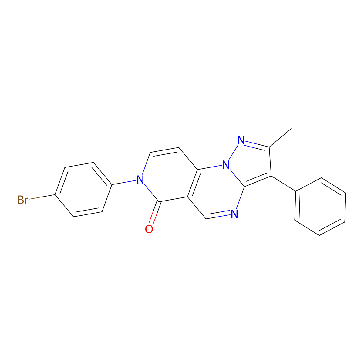 7-(4-bromophenyl)-2-methyl-3-phenylpyrazolo[1,5-a]pyrido[3,4-e]pyrimidin-6(7H)-one molecular structure, CAS 1010883-51-8