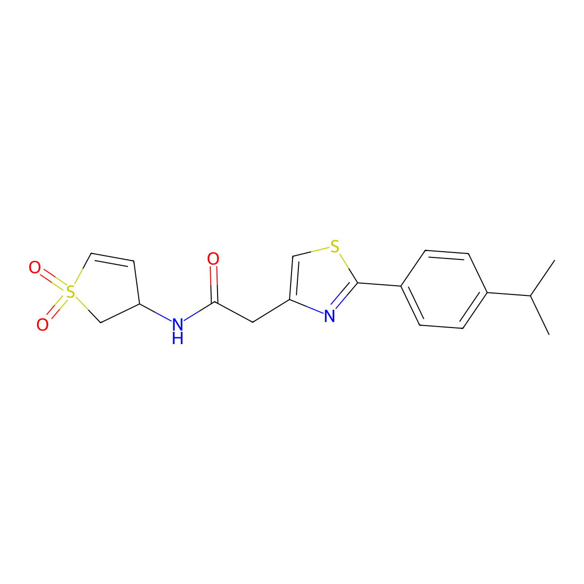 N-(1,1-dioxido-2,3-dihydrothiophen-3-yl)-2-{2-[4-(propan-2-yl)phenyl]-1,3-thiazol-4-yl}acetamide molecular structure, CAS 1010883-52-9