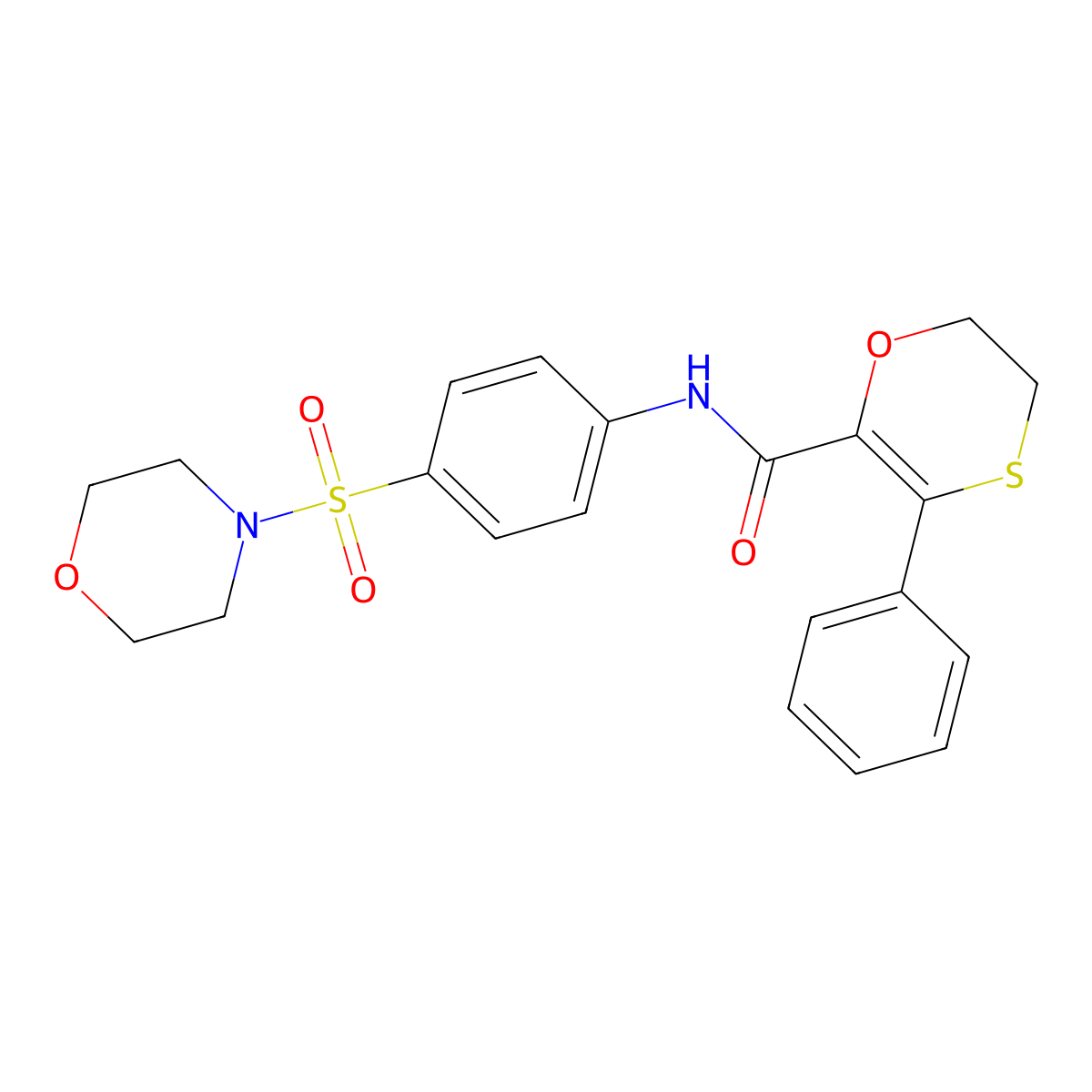 N-[4-(morpholin-4-ylsulfonyl)phenyl]-3-phenyl-5,6-dihydro-1,4-oxathiine-2-carboxamide molecular structure, CAS 1010883-77-8