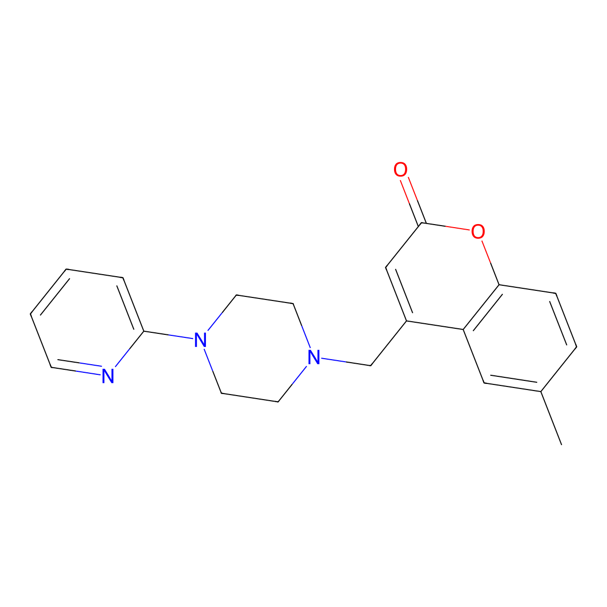 6-methyl-4-{[4-(pyridin-2-yl)piperazin-1-yl]methyl}-2H-chromen-2-one molecular structure, CAS 1010883-99-4
