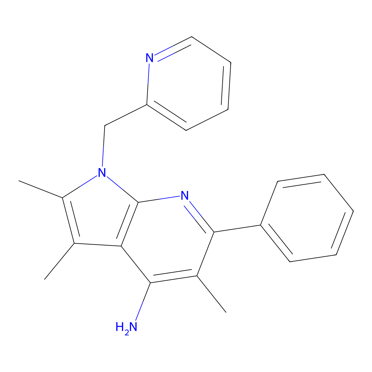 2,3,5-trimethyl-6-phenyl-1-(pyridin-2-ylmethyl)-1H-pyrrolo[2,3-b]pyridin-4-amine molecular structure, CAS 1010884-02-2