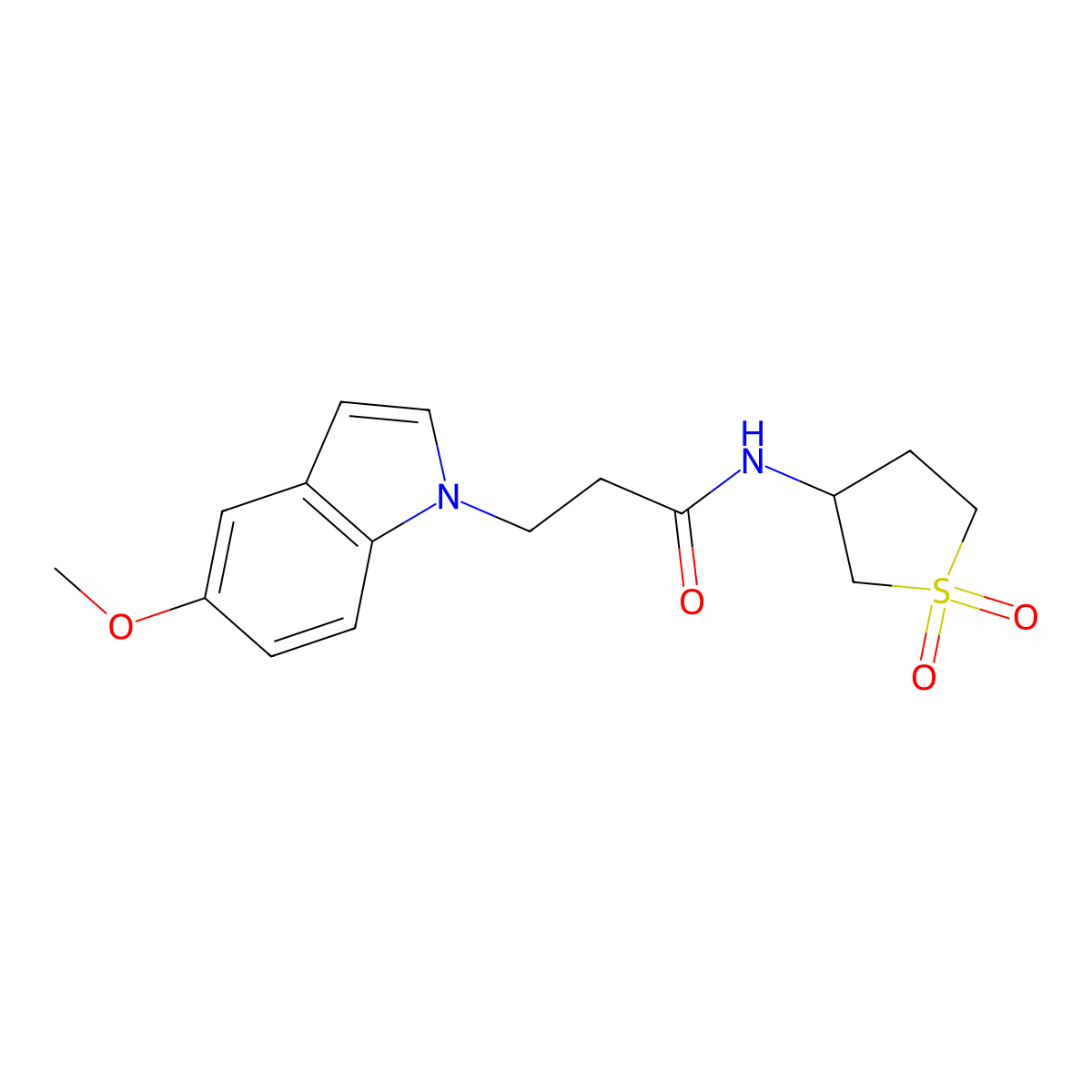 N-(1,1-dioxidotetrahydro-3-thienyl)-3-(5-methoxy-1H-indol-1-yl)propanamide molecular structure, CAS 1010884-23-7