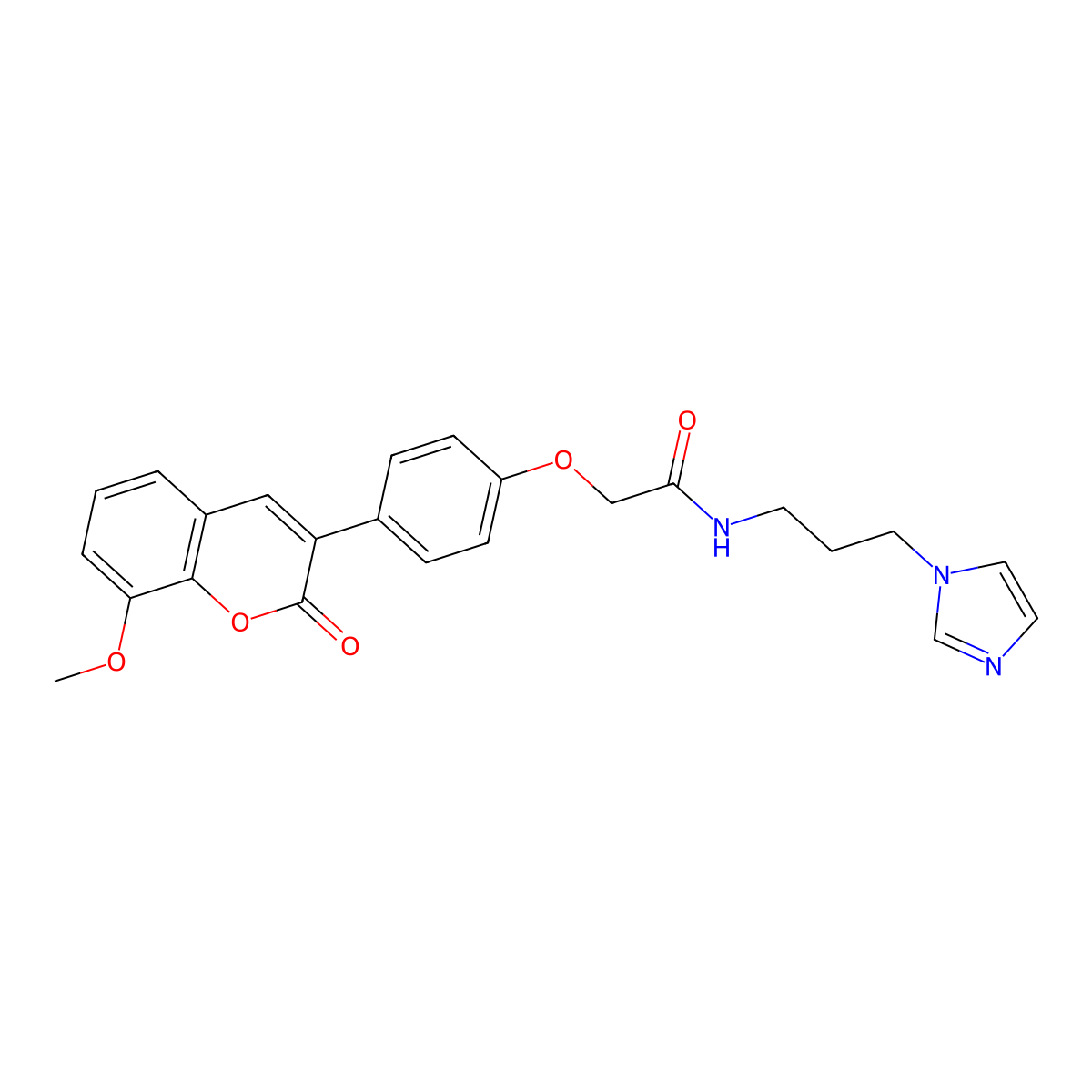 N-[3-(1H-imidazol-1-yl)propyl]-2-[4-(8-methoxy-2-oxo-2H-chromen-3-yl)phenoxy]acetamide molecular structure, CAS 1010884-24-8
