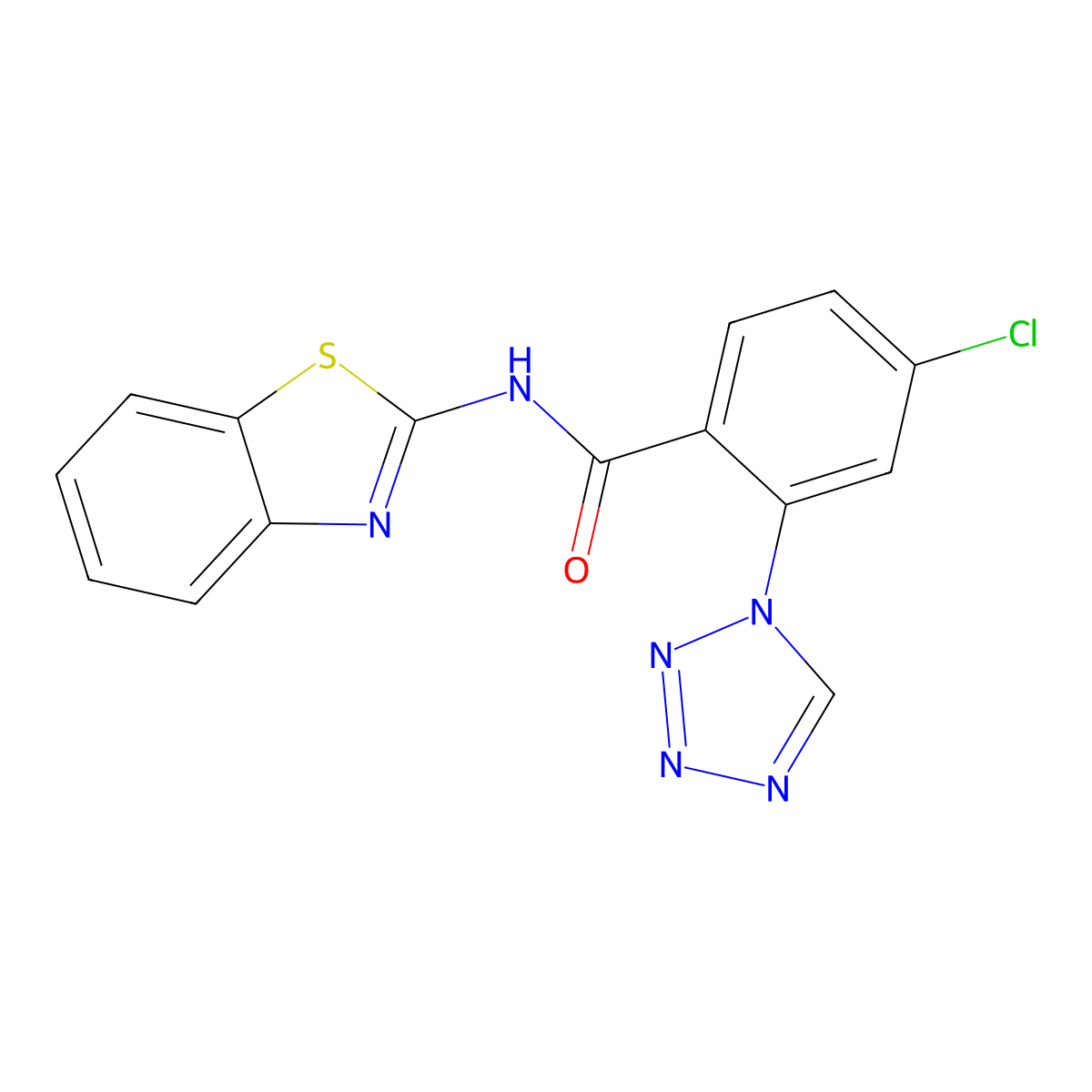 N-[(2Z)-1,3-benzothiazol-2(3H)-ylidene]-4-chloro-2-(1H-tetrazol-1-yl)benzamide molecular structure, CAS 1010884-37-3