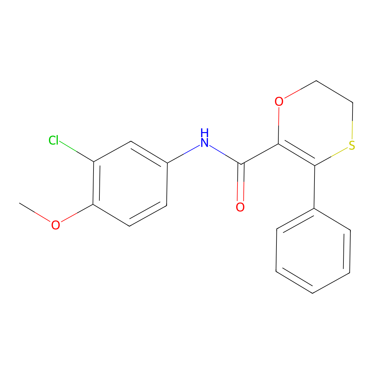 N-(3-chloro-4-methoxyphenyl)-3-phenyl-5,6-dihydro-1,4-oxathiine-2-carboxamide molecular structure, CAS 1010884-41-9