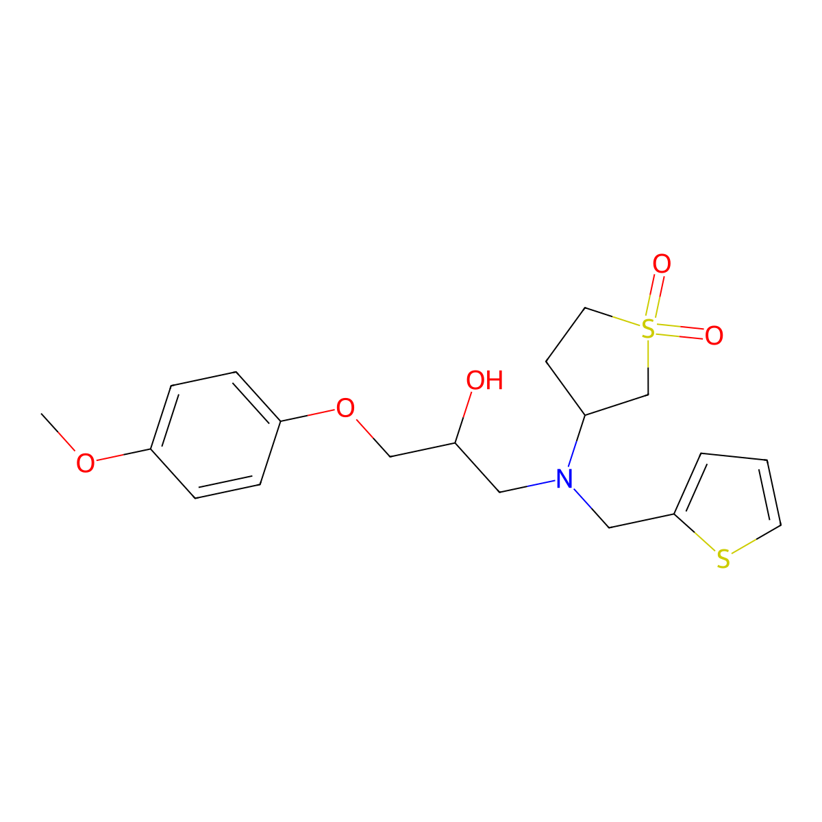 1-[(1,1-Dioxidotetrahydrothiophen-3-yl)(thiophen-2-ylmethyl)amino]-3-(4-methoxyphenoxy)propan-2-ol molecular structure, CAS 1010884-46-4