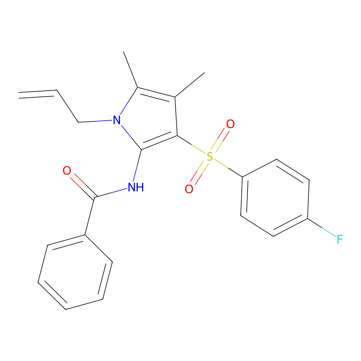 N-{3-[(4-fluorophenyl)sulfonyl]-4,5-dimethyl-1-(prop-2-en-1-yl)-1H-pyrrol-2-yl}benzamide molecular structure, CAS 1010884-60-2