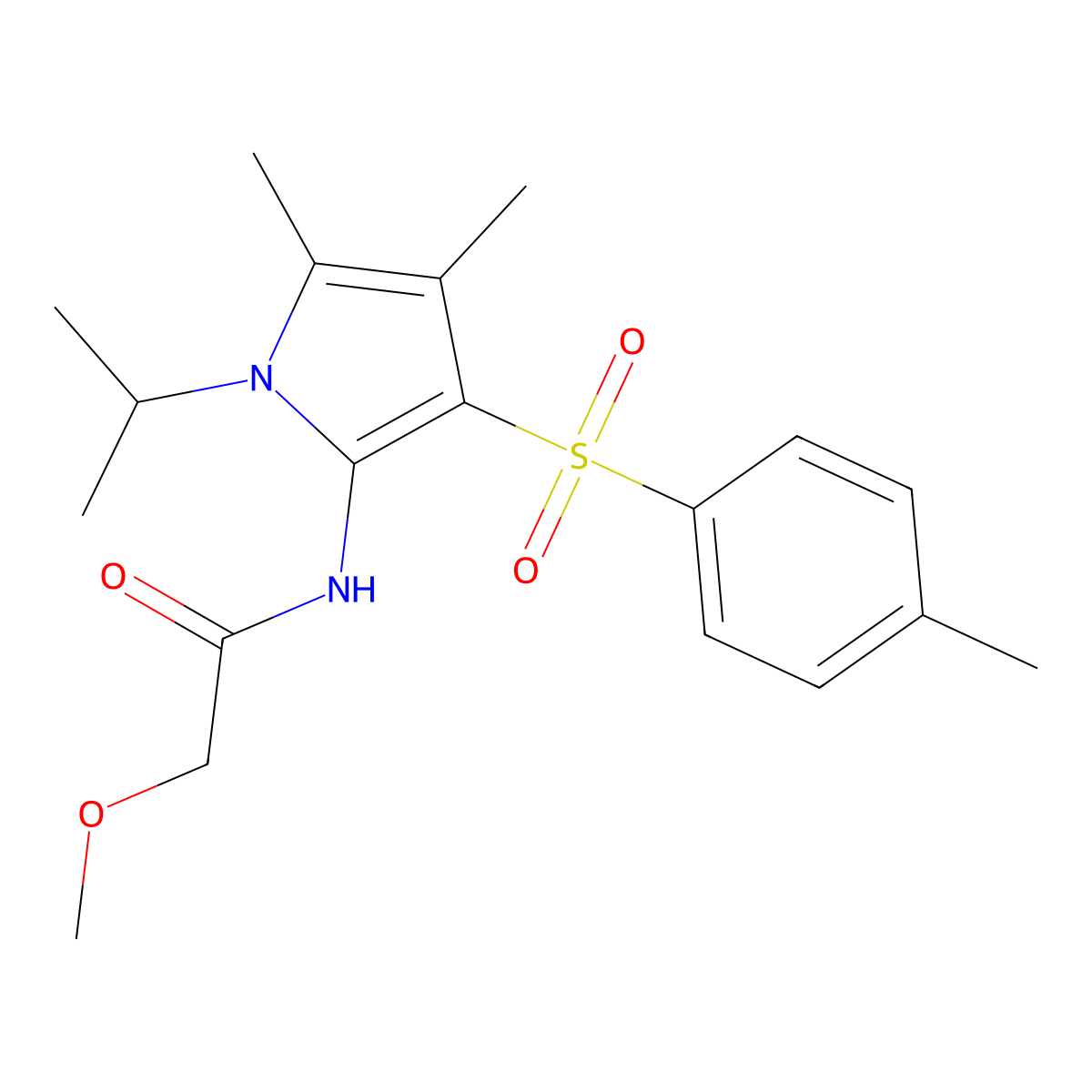 N-{4,5-dimethyl-3-[(4-methylphenyl)sulfonyl]-1-(propan-2-yl)-1H-pyrrol-2-yl}-2-methoxyacetamide molecular structure, CAS 1010884-66-8