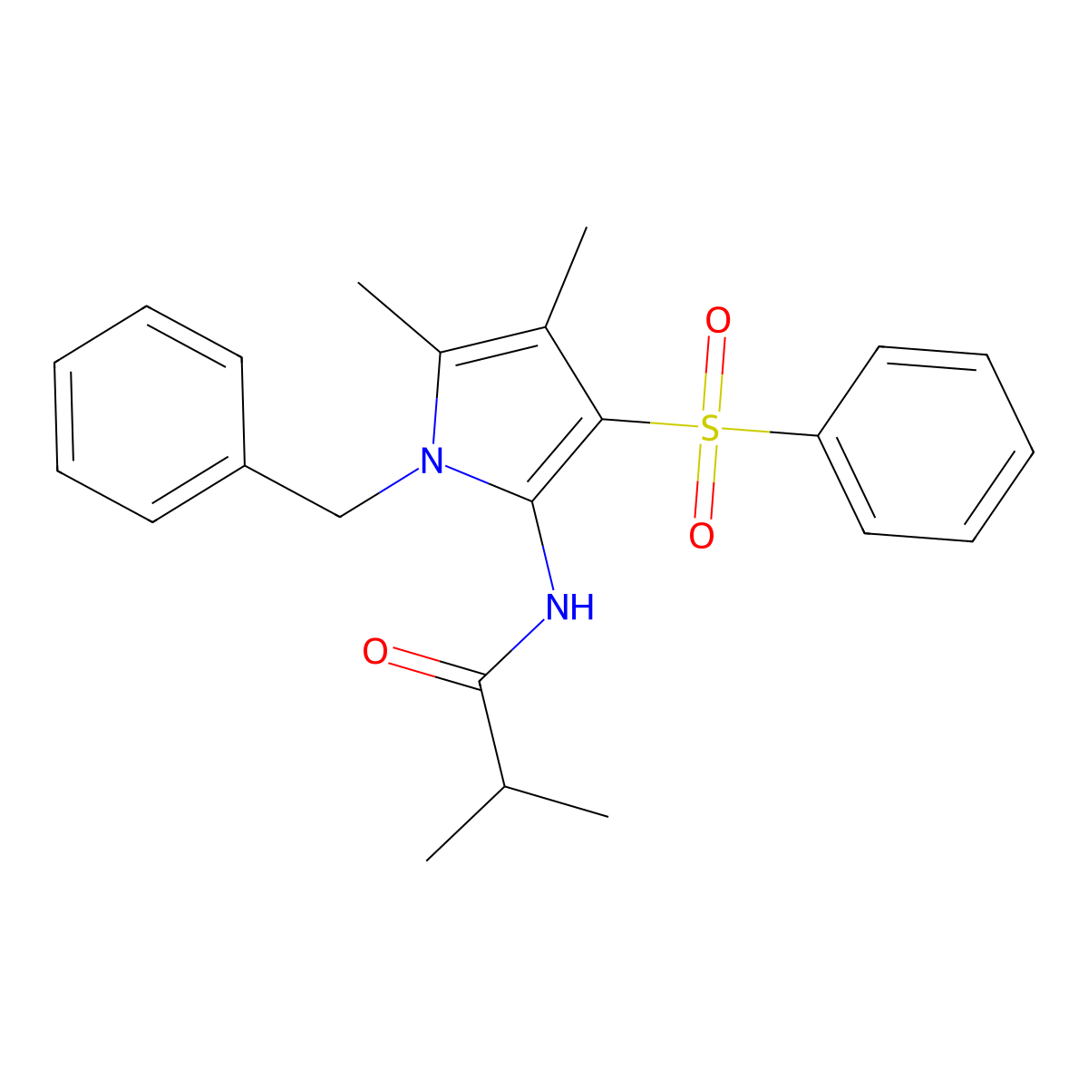 N-[1-benzyl-4,5-dimethyl-3-(phenylsulfonyl)-1H-pyrrol-2-yl]-2-methylpropanamide molecular structure, CAS 1010884-68-0