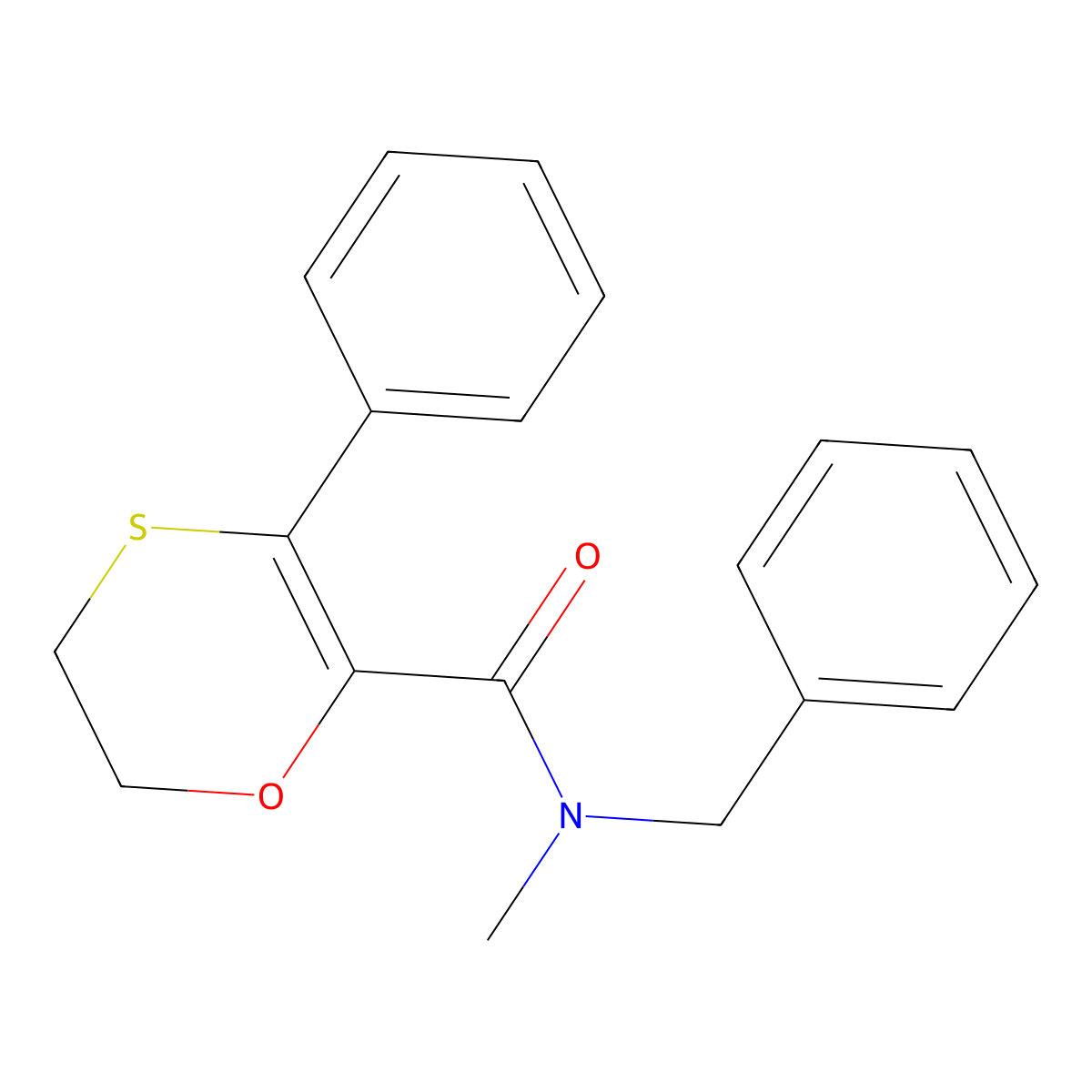 N-benzyl-N-methyl-3-phenyl-5,6-dihydro-1,4-oxathiine-2-carboxamide molecular structure, CAS 1010884-80-6