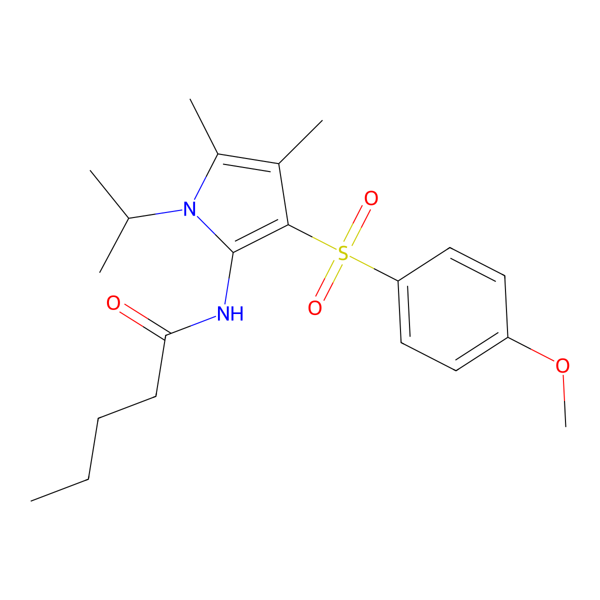 N-{3-[(4-methoxyphenyl)sulfonyl]-4,5-dimethyl-1-(propan-2-yl)-1H-pyrrol-2-yl}pentanamide molecular structure, CAS 1010884-81-7