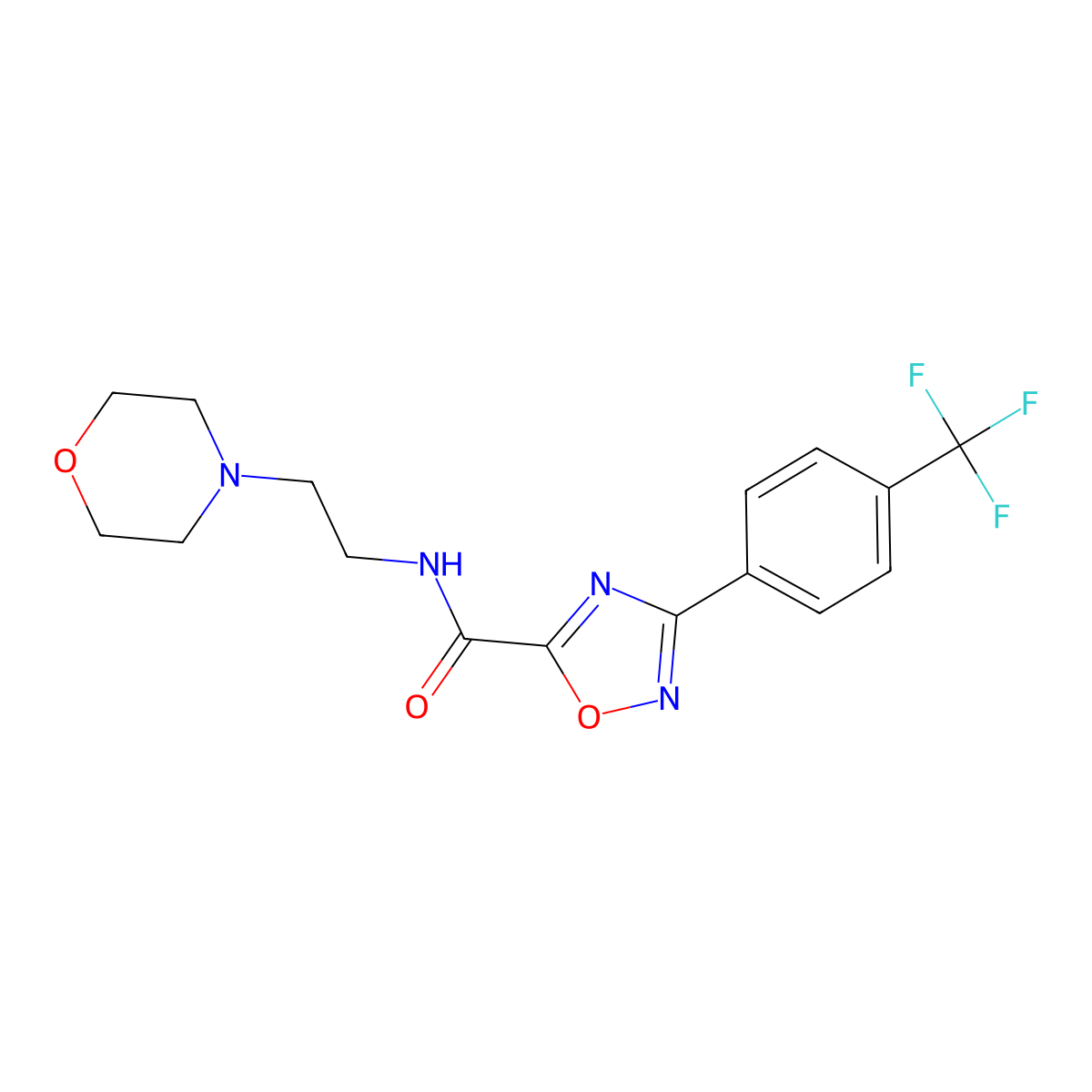 N-[2-(morpholin-4-yl)ethyl]-3-[4-(trifluoromethyl)phenyl]-1,2,4-oxadiazole-5-carboxamide molecular structure, CAS 1010885-06-9