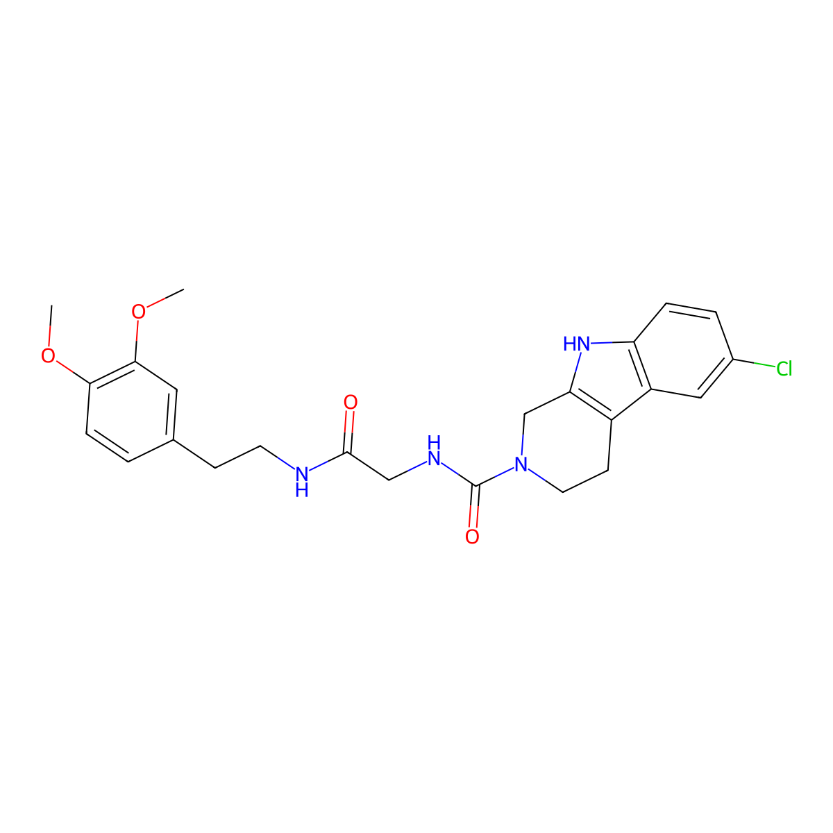 6-chloro-N-(2-{[2-(3,4-dimethoxyphenyl)ethyl]amino}-2-oxoethyl)-1,3,4,9-tetrahydro-2H-beta-carboline-2-carboxamide molecular structure, CAS 1010885-30-9