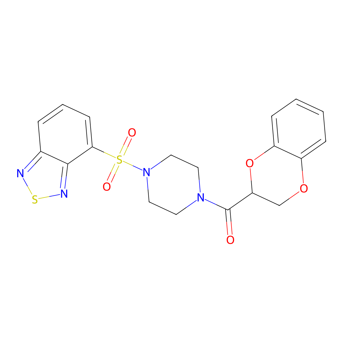 [4-(2,1,3-Benzothiadiazol-4-ylsulfonyl)piperazin-1-yl](2,3-dihydro-1,4-benzodioxin-2-yl)methanone molecular structure, CAS 1010885-47-8