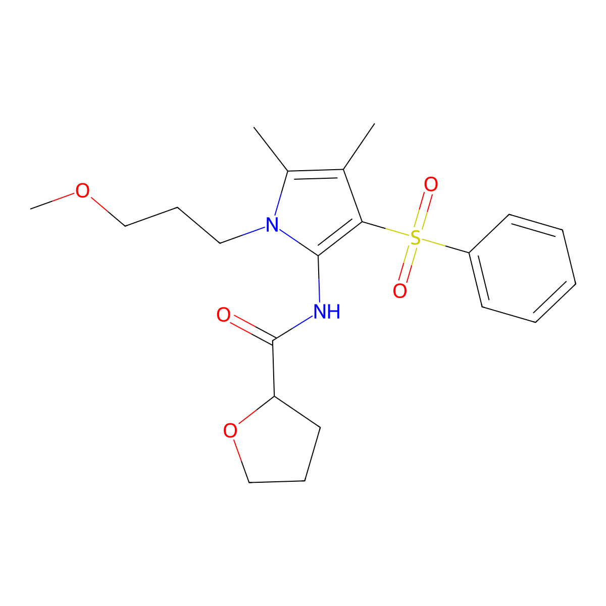 N-[1-(3-methoxypropyl)-4,5-dimethyl-3-(phenylsulfonyl)-1H-pyrrol-2-yl]tetrahydrofuran-2-carboxamide molecular structure, CAS 1010885-48-9