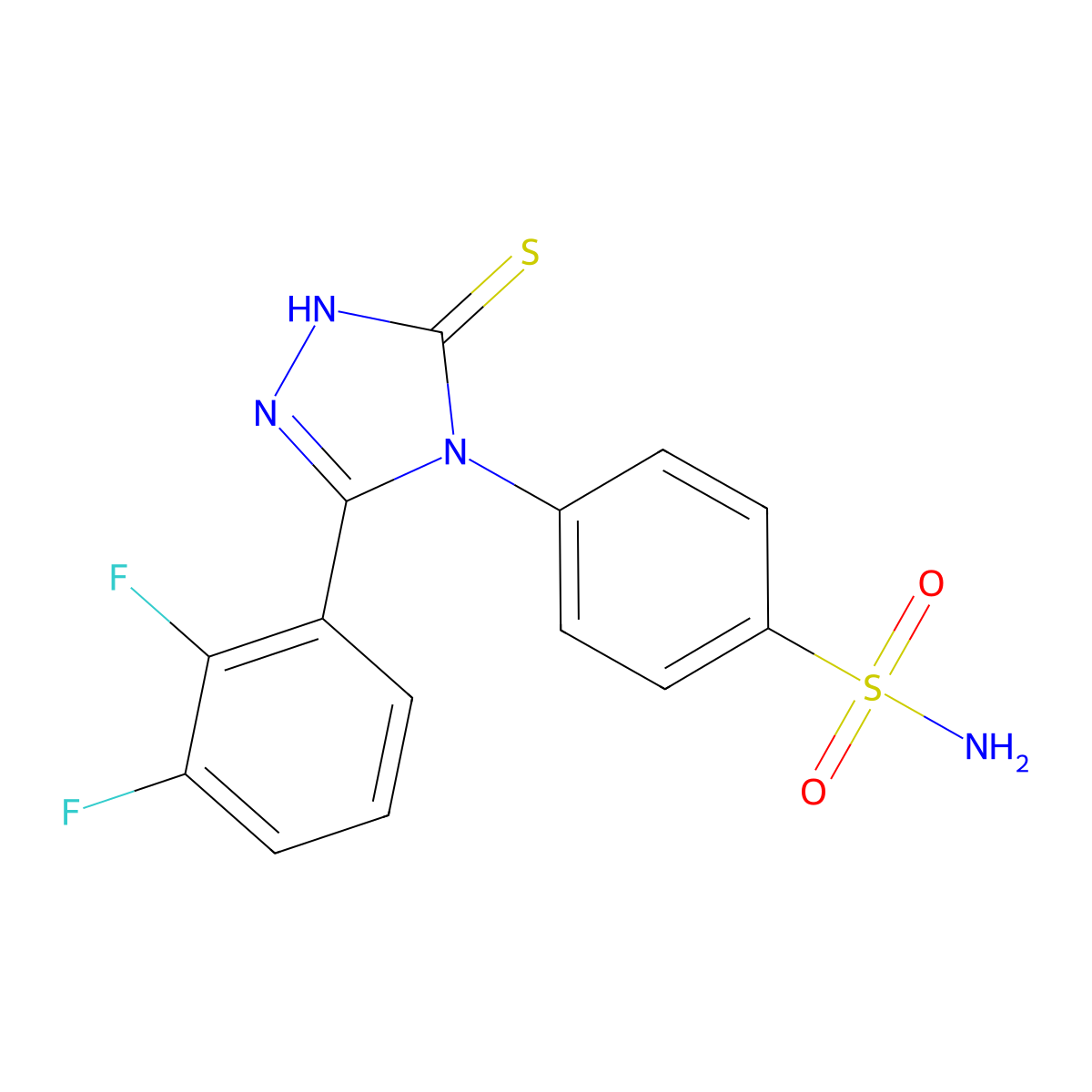 4-[3-(2,3-difluorophenyl)-5-sulfanyl-4H-1,2,4-triazol-4-yl]benzenesulfonamide molecular structure, CAS 1010885-51-4