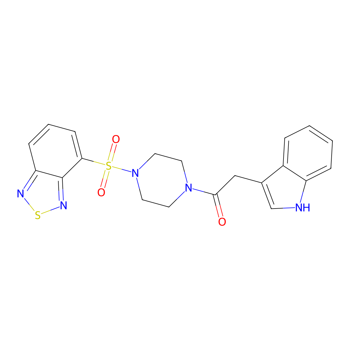 1-[4-(2,1,3-benzothiadiazol-4-ylsulfonyl)piperazin-1-yl]-2-(1H-indol-3-yl)ethanone molecular structure, CAS 1010885-65-0