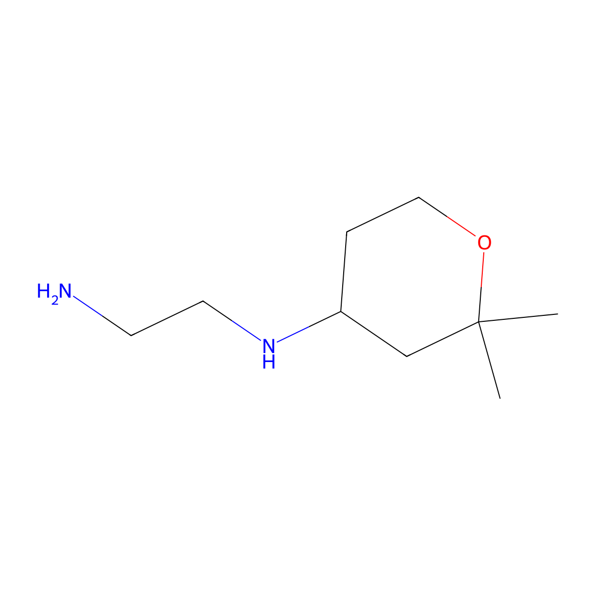 N1-(2,2-dimethyltetrahydro-2H-pyran-4-yl)ethane-1,2-diamine molecular structure, CAS 1010885-69-4