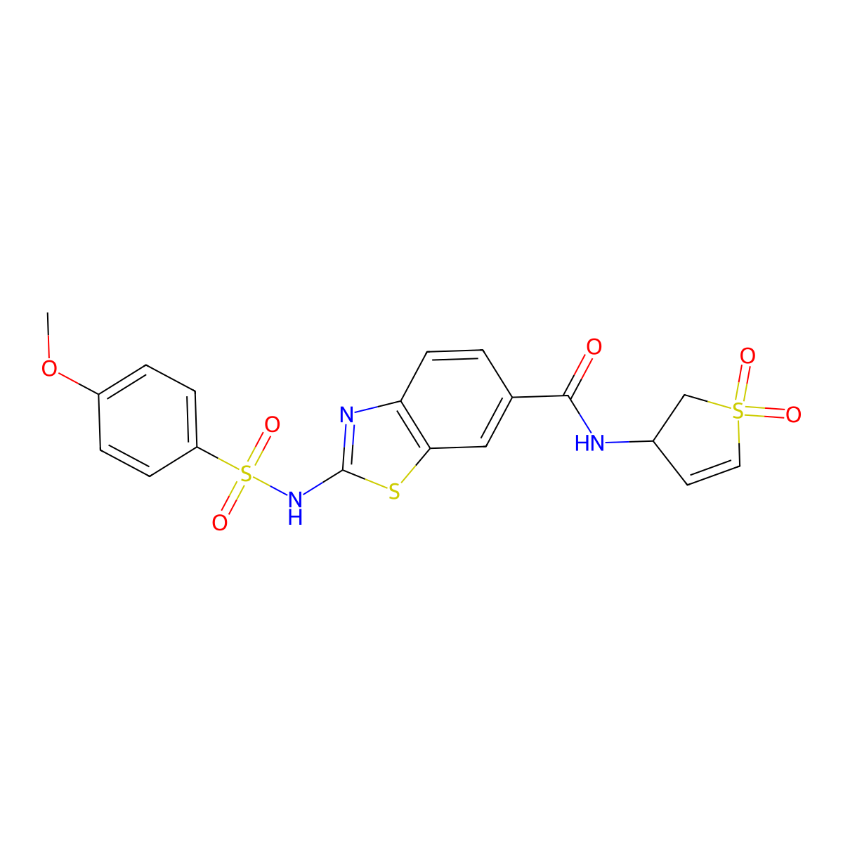 (2E)-N-(1,1-dioxido-2,3-dihydrothiophen-3-yl)-2-{[(4-methoxyphenyl)sulfonyl]imino}-2,3-dihydro-1,3-benzothiazole-6-carboxamide molecular structure, CAS 1010885-95-6