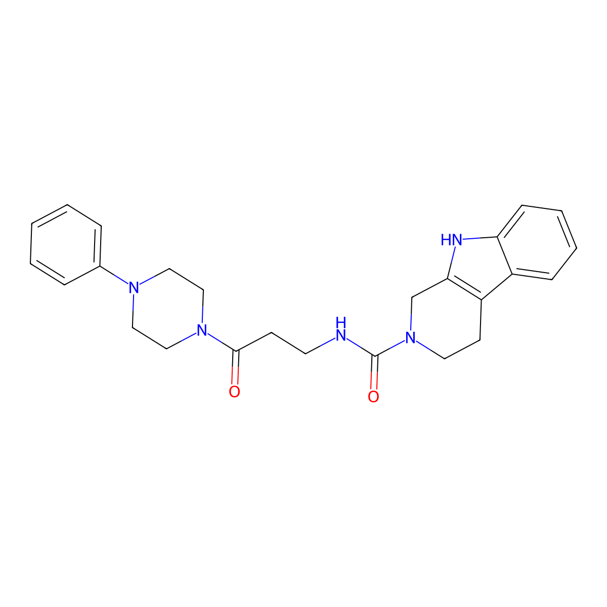 N-[3-oxo-3-(4-phenylpiperazin-1-yl)propyl]-1,3,4,9-tetrahydro-2H-beta-carboline-2-carboxamide molecular structure, CAS 1010885-99-0