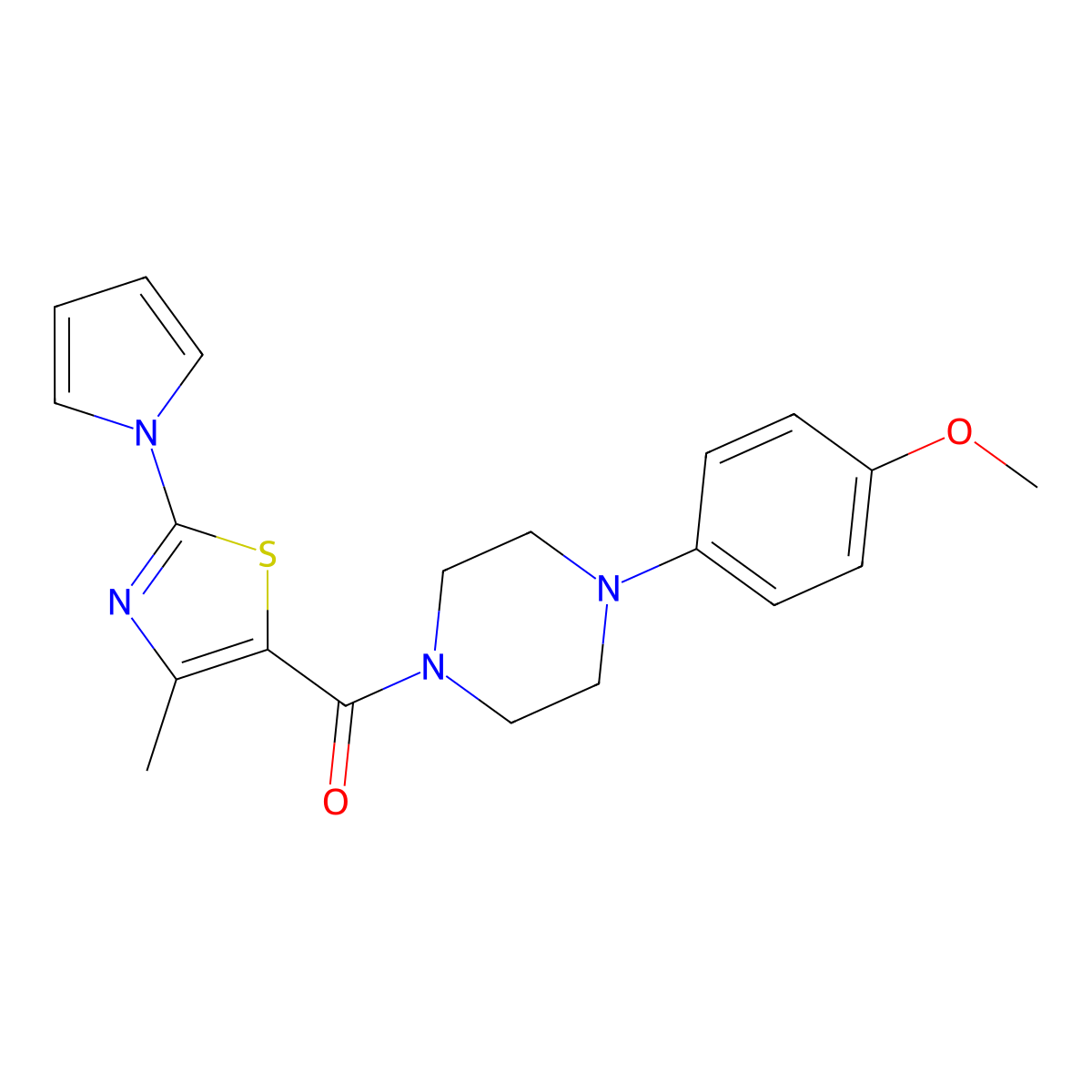 [4-(4-methoxyphenyl)piperazin-1-yl][4-methyl-2-(1H-pyrrol-1-yl)-1,3-thiazol-5-yl]methanone molecular structure, CAS 1010886-04-0