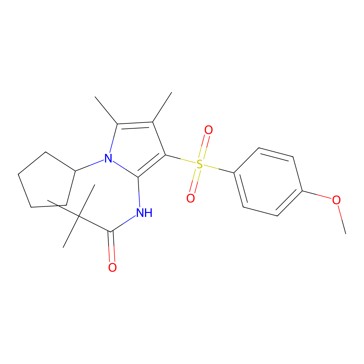 N-{1-cyclopentyl-3-[(4-methoxyphenyl)sulfonyl]-4,5-dimethyl-1H-pyrrol-2-yl}-2,2-dimethylpropanamide molecular structure, CAS 1010886-05-1