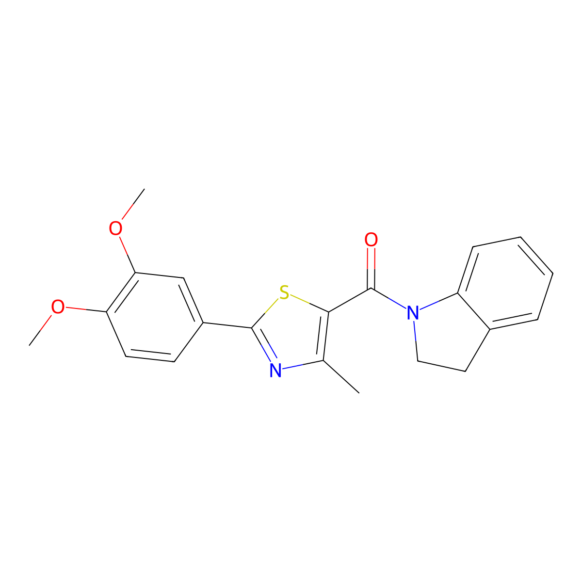 2,3-dihydro-1H-indol-1-yl[2-(3,4-dimethoxyphenyl)-4-methyl-1,3-thiazol-5-yl]methanone molecular structure, CAS 1010886-34-6
