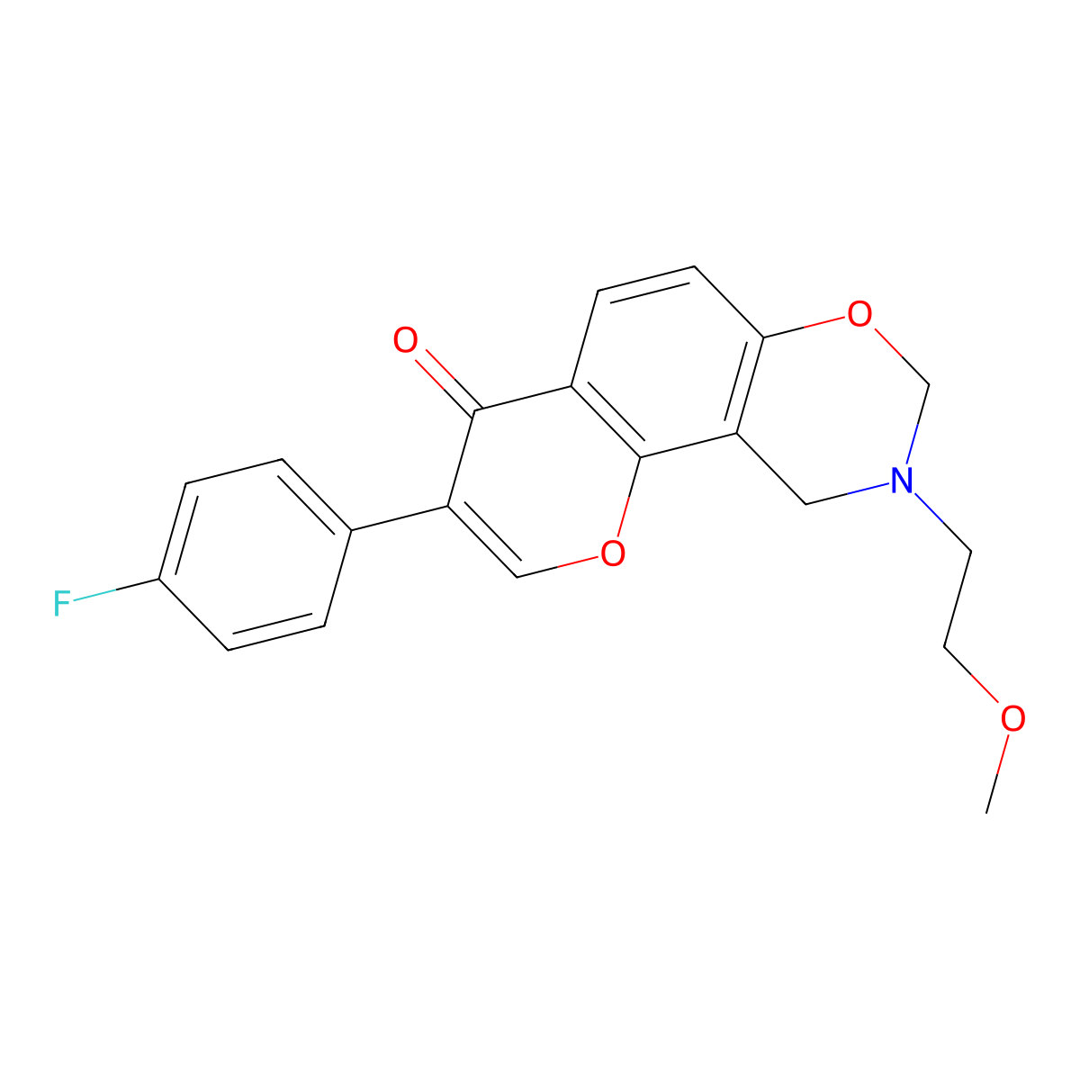 3-(4-fluorophenyl)-9-(2-methoxyethyl)-9,10-dihydrochromeno[8,7-e][1,3]oxazin-4(8H)-one molecular structure, CAS 1010886-37-9