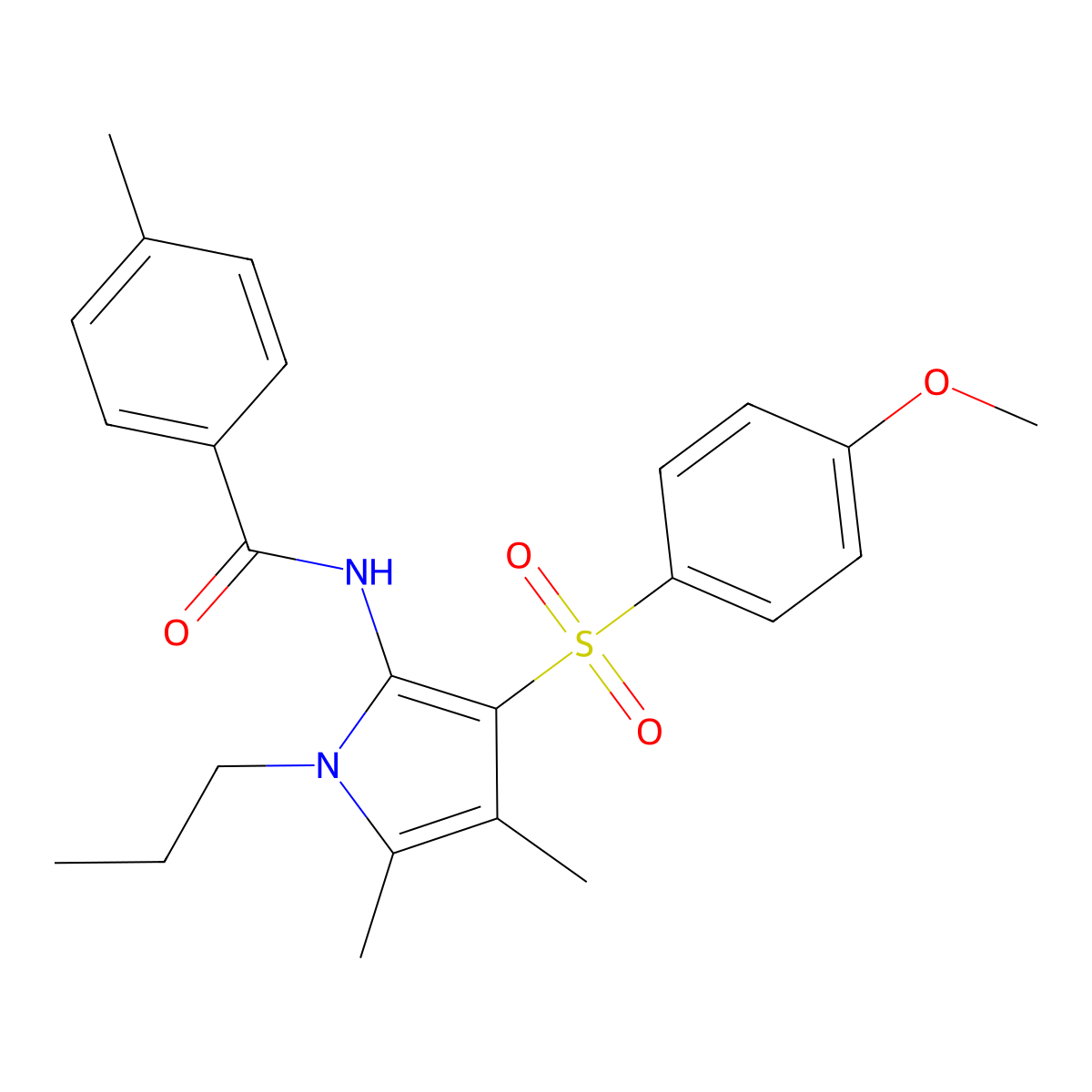 N-{3-[(4-methoxyphenyl)sulfonyl]-4,5-dimethyl-1-propyl-1H-pyrrol-2-yl}-4-methylbenzamide molecular structure, CAS 1010886-39-1