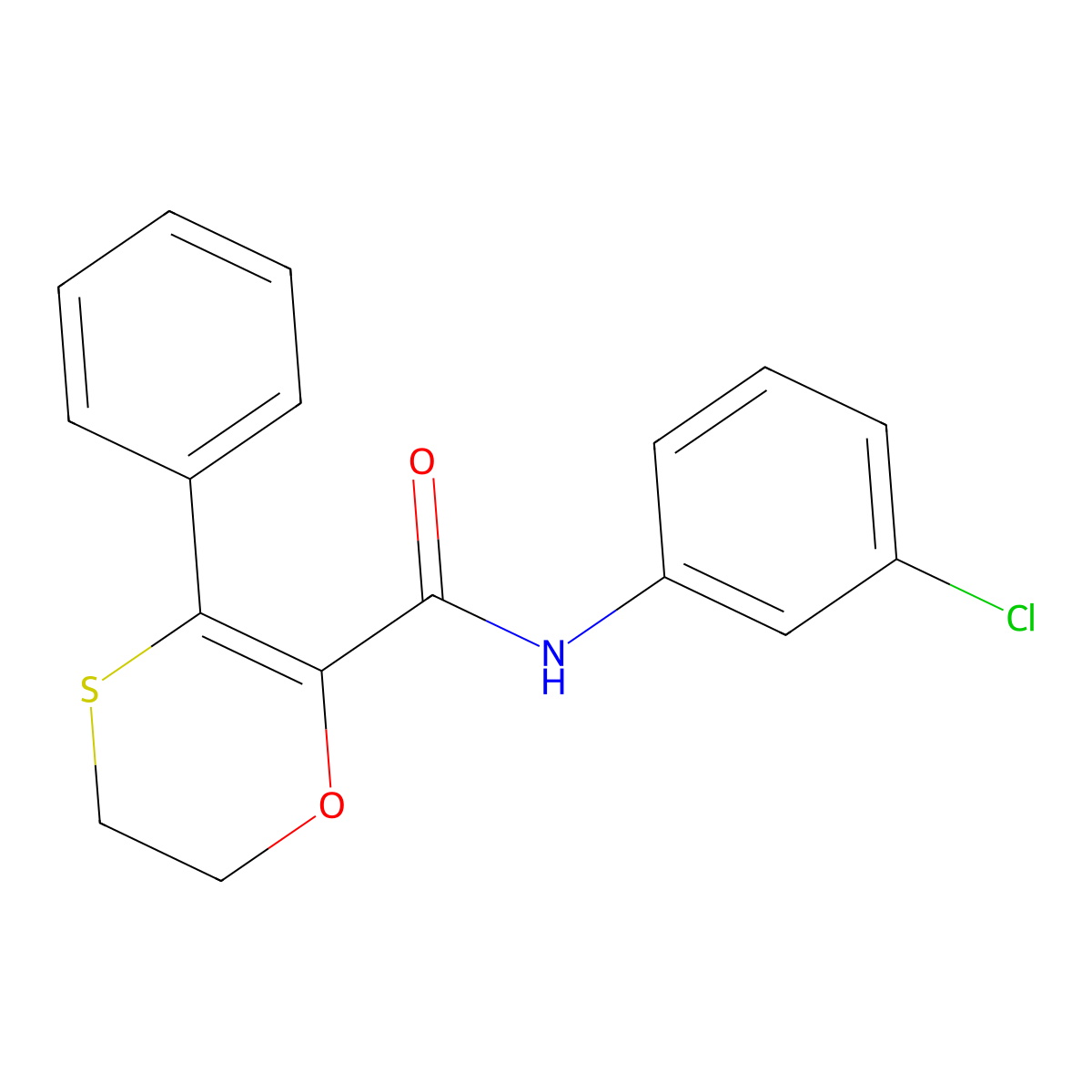 N-(3-chlorophenyl)-3-phenyl-5,6-dihydro-1,4-oxathiine-2-carboxamide molecular structure, CAS 1010886-48-2