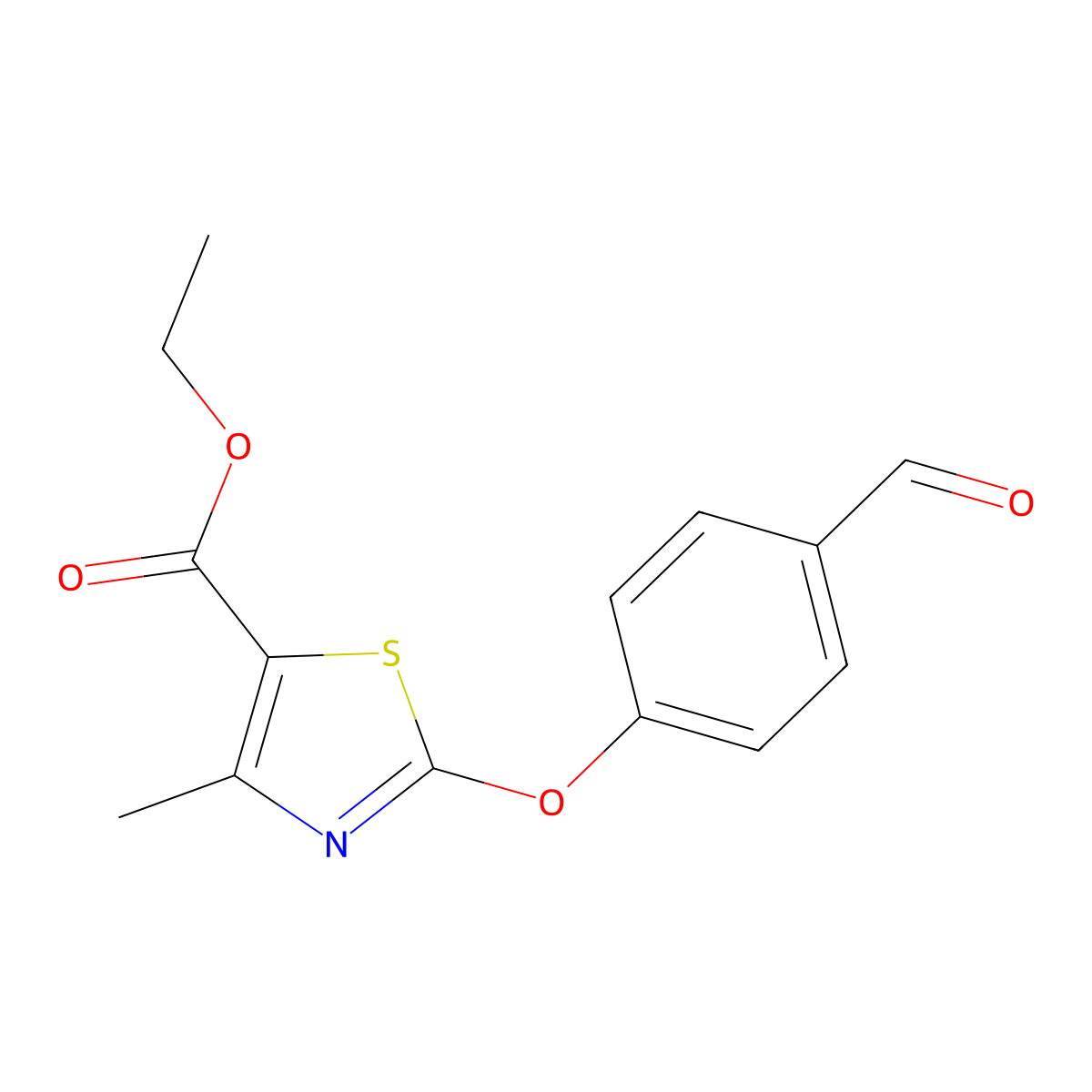 Ethyl 2-(4-formylphenoxy)-4-methyl-1,3-thiazole-5-carboxylate molecular structure, CAS 1010886-63-1