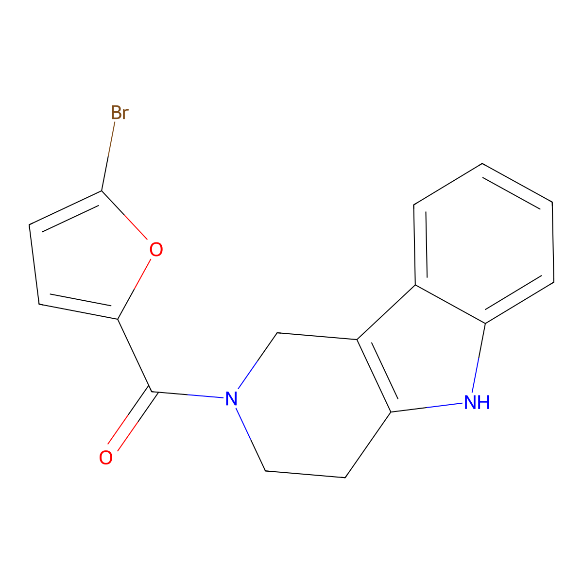 (5-bromofuran-2-yl)(1,3,4,5-tetrahydro-2H-pyrido[4,3-b]indol-2-yl)methanone molecular structure, CAS 1010886-80-2
