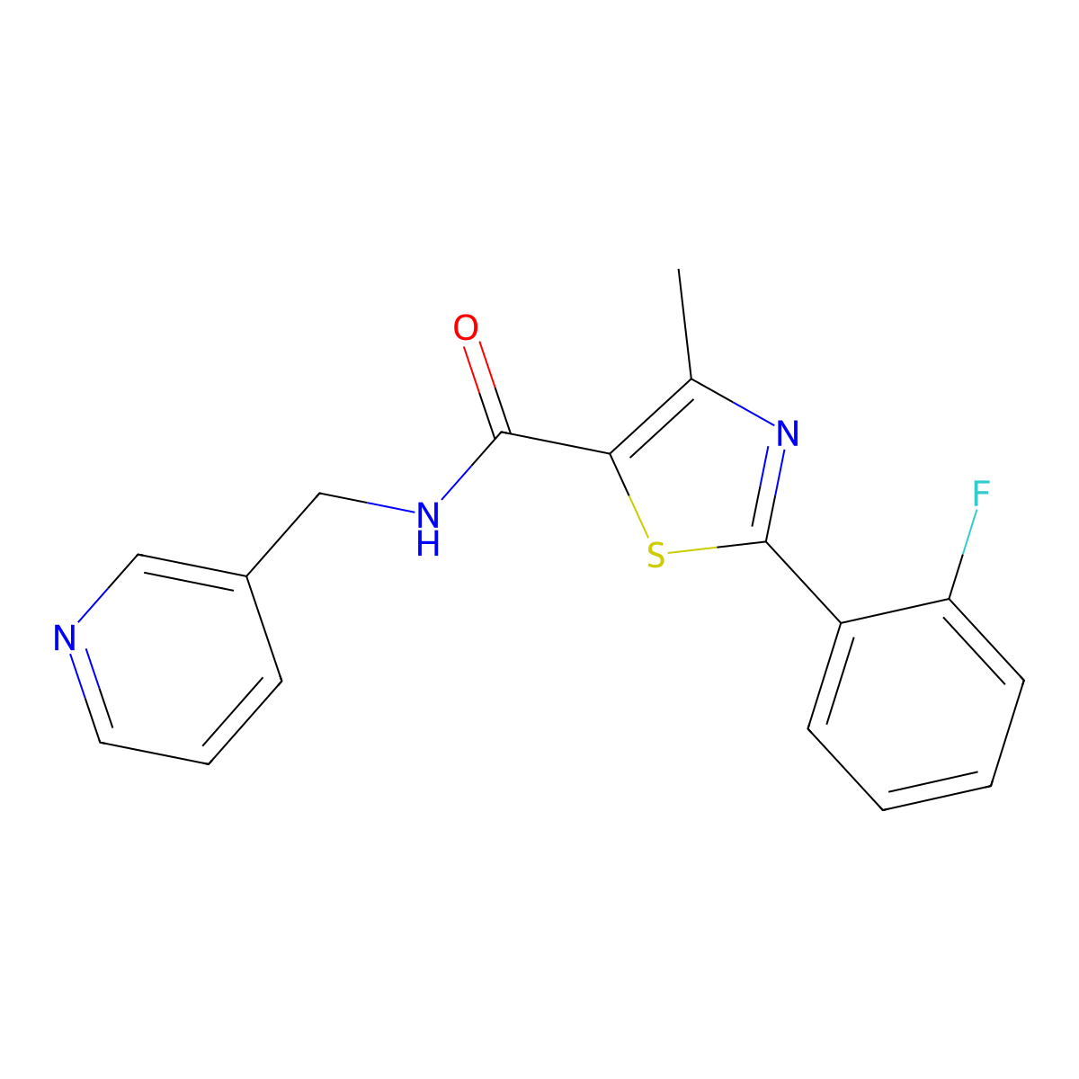 2-(2-fluorophenyl)-4-methyl-N-(pyridin-3-ylmethyl)-1,3-thiazole-5-carboxamide molecular structure, CAS 1010886-83-5