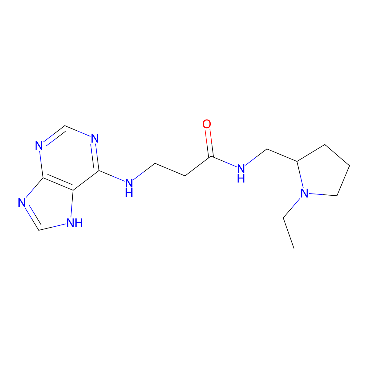 N-[(1-ethylpyrrolidin-2-yl)methyl]-N~3~-7H-purin-6-yl-beta-alaninamide molecular structure, CAS 1010886-88-0