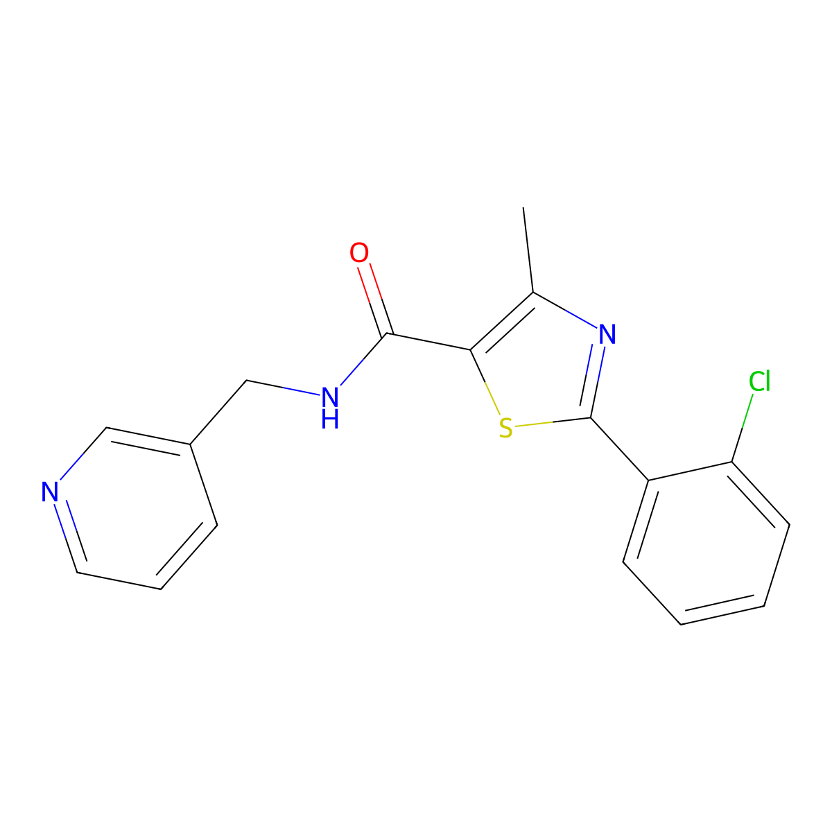 2-(2-chlorophenyl)-4-methyl-N-(pyridin-3-ylmethyl)-1,3-thiazole-5-carboxamide molecular structure, CAS 1010886-92-6