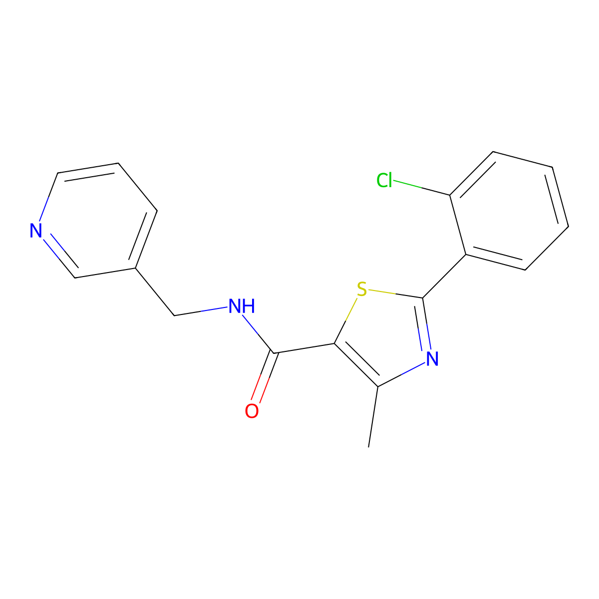 2-(2-chlorophenyl)-4-methyl-N-(pyridin-3-ylmethyl)-1,3-thiazole-5-carboxamide molecular structure, CAS 1010886-92-6