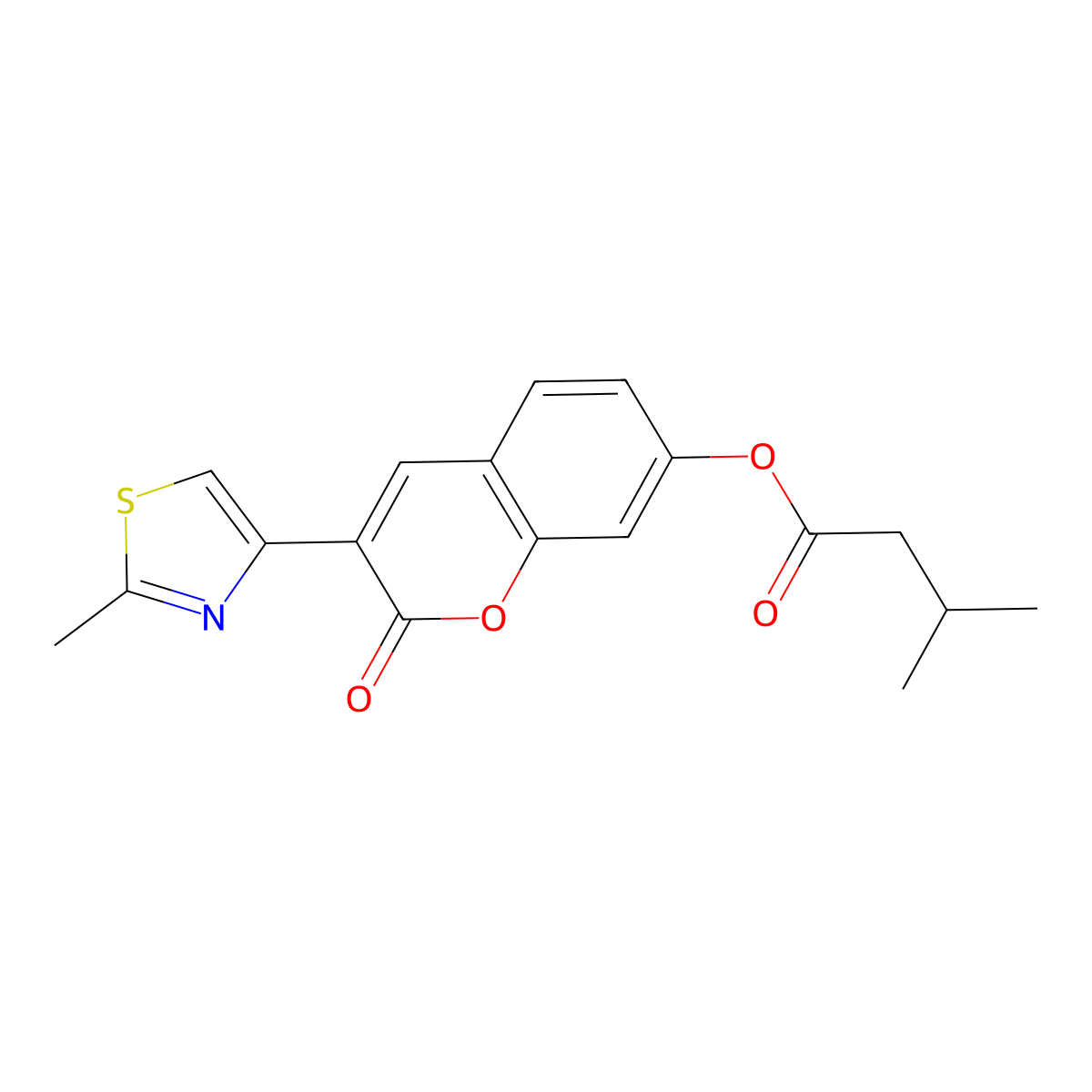 3-(2-methyl-1,3-thiazol-4-yl)-2-oxo-2H-chromen-7-yl 3-methylbutanoate molecular structure, CAS 1010887-03-2