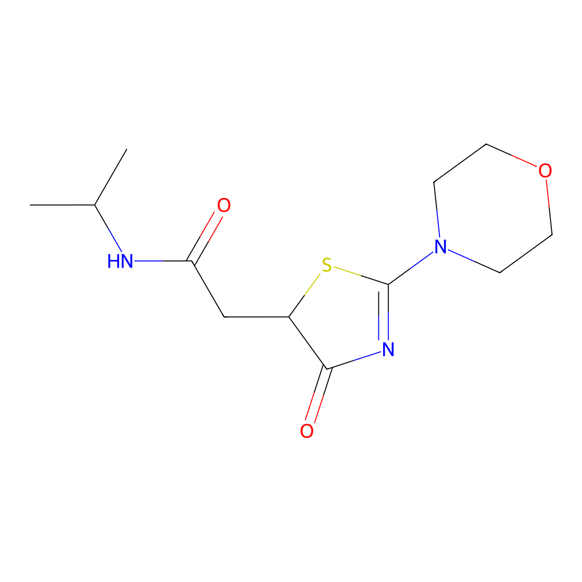 2-[2-(morpholin-4-yl)-4-oxo-4,5-dihydro-1,3-thiazol-5-yl]-N-(propan-2-yl)acetamide molecular structure, CAS 1010887-06-5